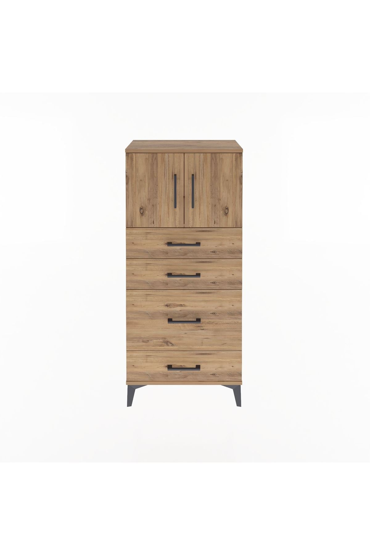 Arges Dolap Tek Raflı 4 Çekmeceli 2 Kapaklı 60x30x134 - S17M084V9A