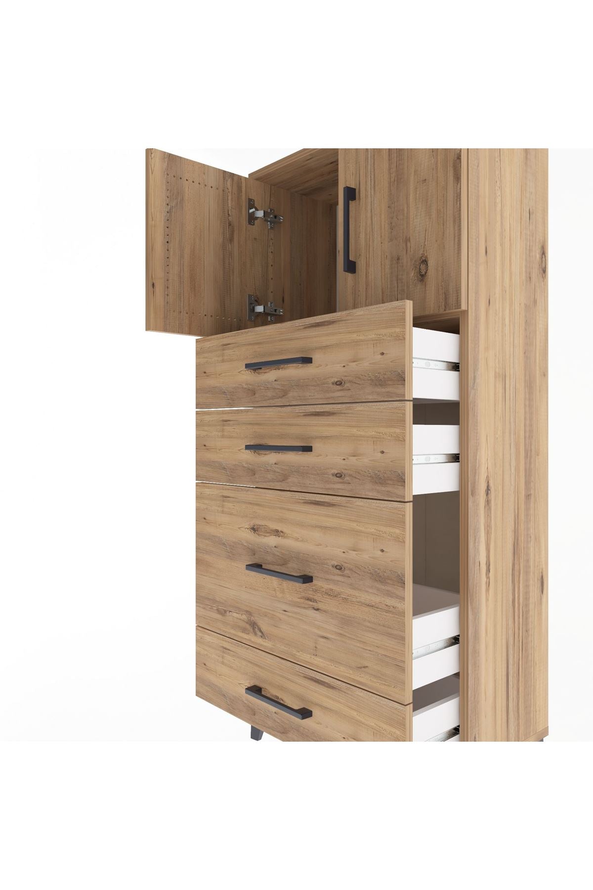 Arges Dolap Tek Raflı 4 Çekmeceli 2 Kapaklı 60x30x134 - S17M084V9A