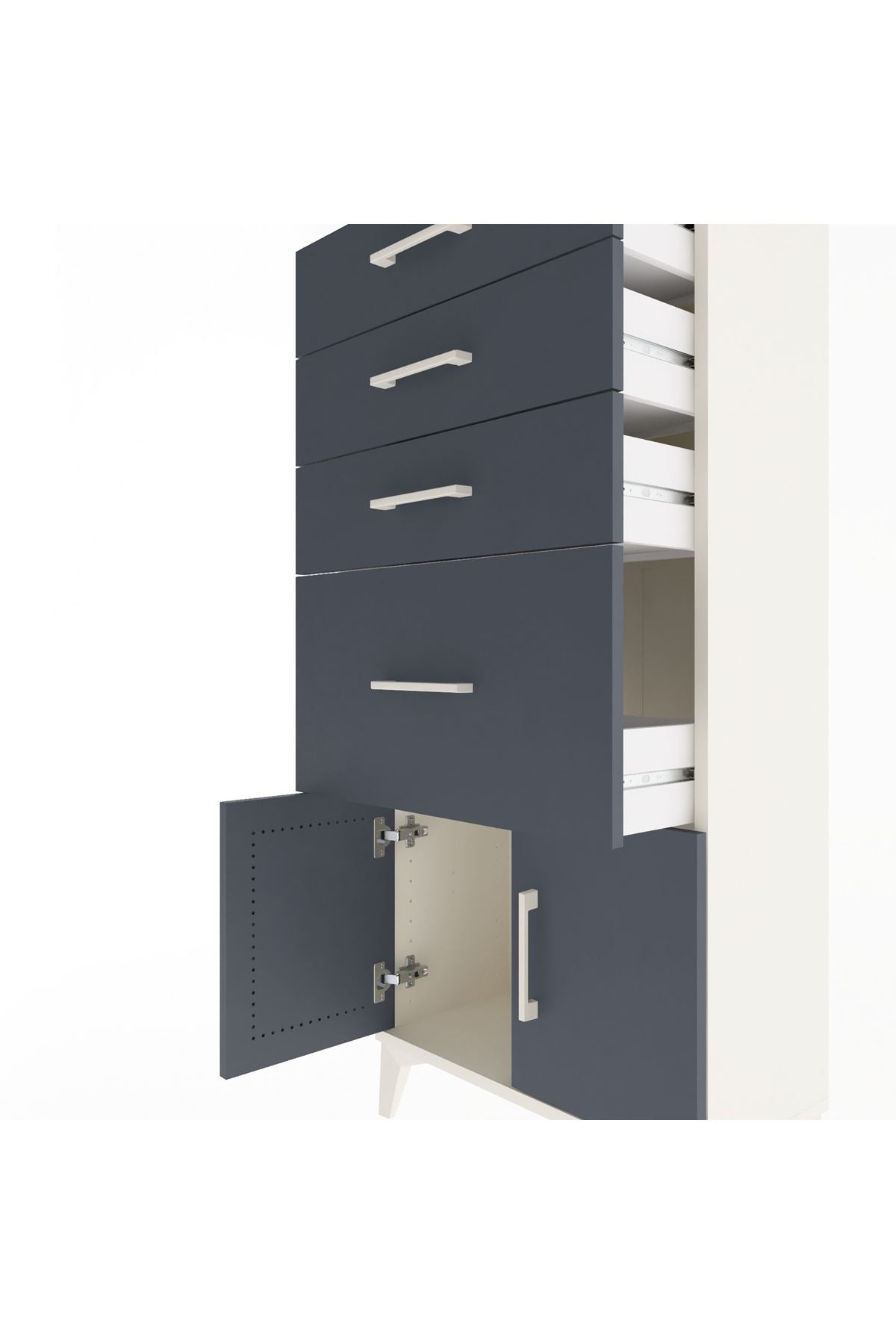 Arges Dolap 4 Çekmeceli 2 Kapaklı 60x30x134 - S17M085V2A