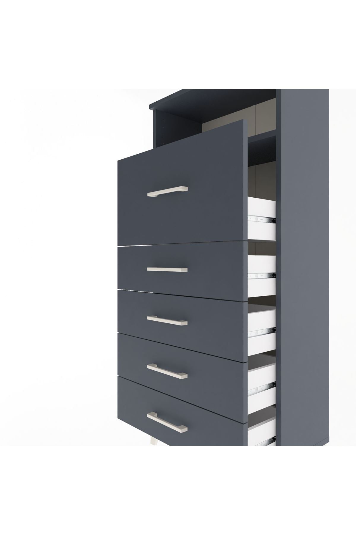 Arges Dolap Tek Raflı 5 Çekmeceli 60x30x134 - S17M086V5A