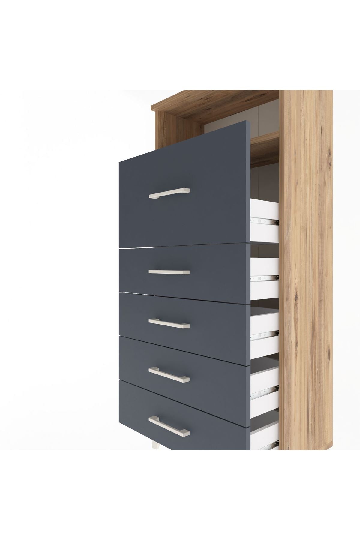 Arges Dolap Tek Raflı 5 Çekmeceli 60x30x134 - S17M086V8A