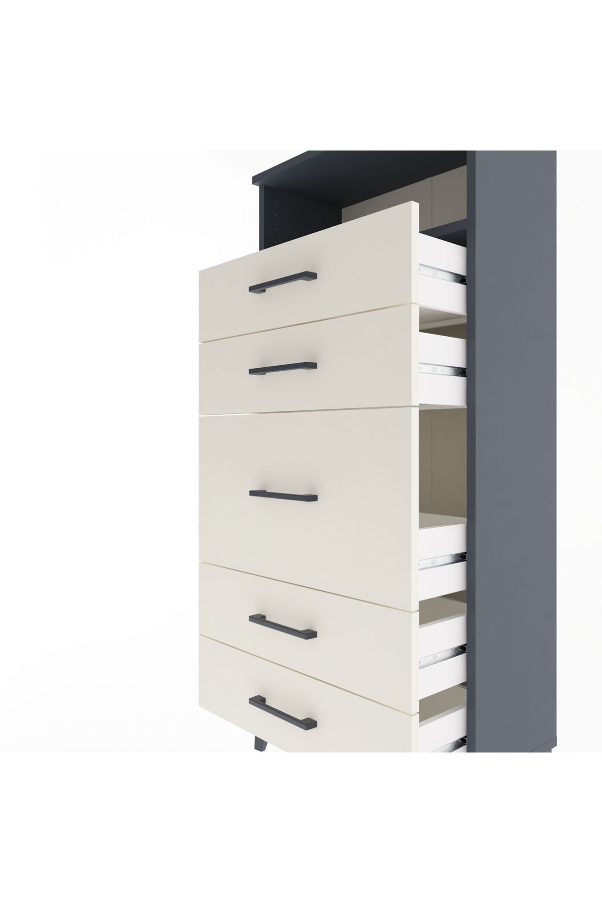 Arges Dolap Tek Raflı 5 Çekmeceli 60x30x134 - S17M087V4A