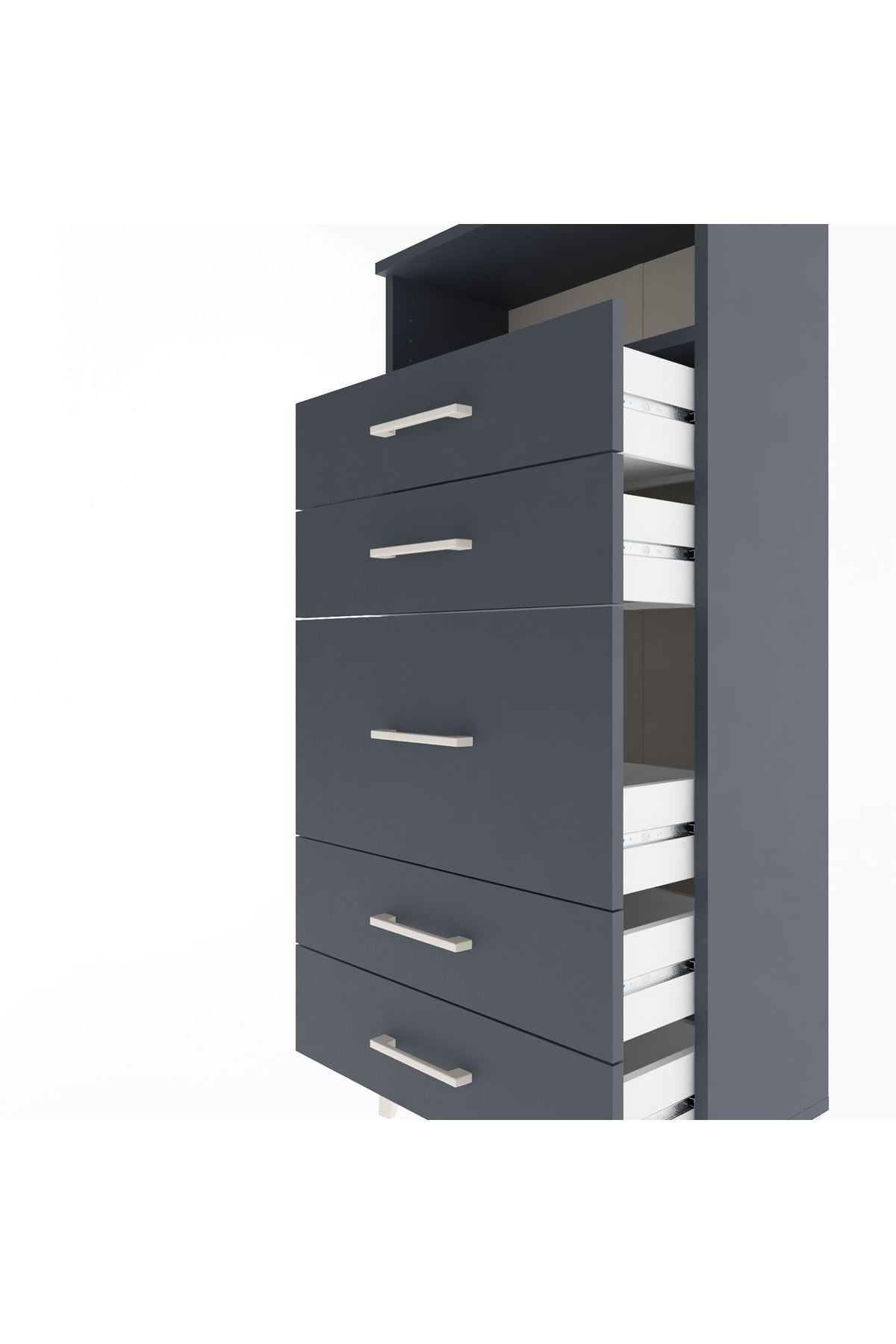 Arges Dolap Tek Raflı 5 Çekmeceli 60x30x134 - S17M087V5A