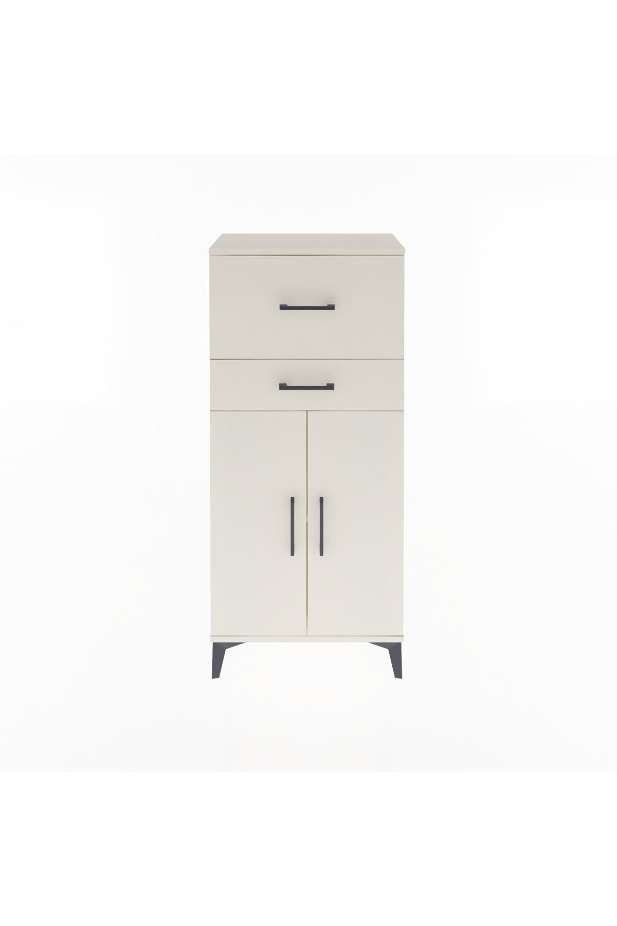 Arges Dolap Tek Raflı 2 Çekmeceli 2 Kapaklı 60x30x134 - S17M089V1A
