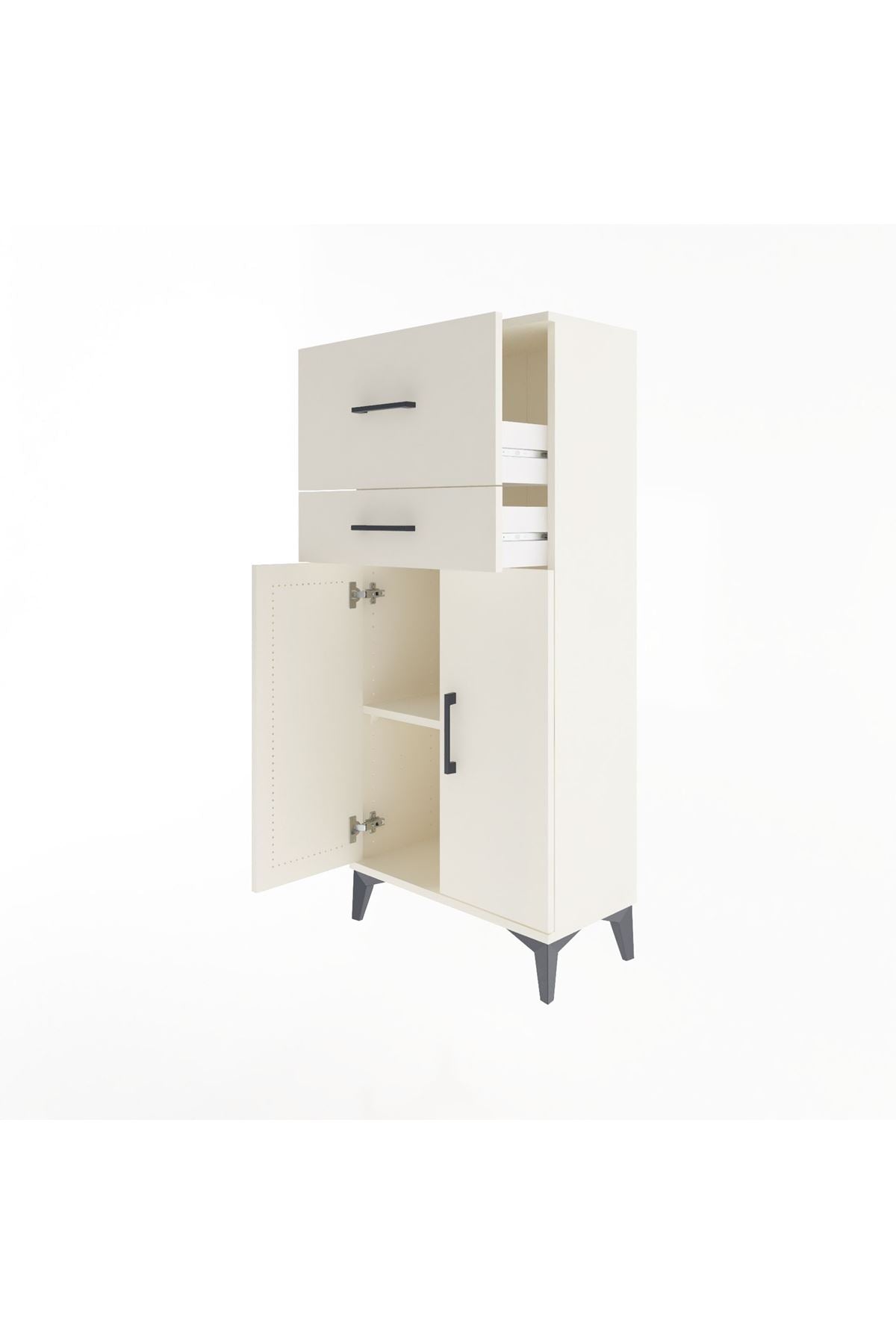Arges Dolap Tek Raflı 2 Çekmeceli 2 Kapaklı 60x30x134 - S17M089V1A