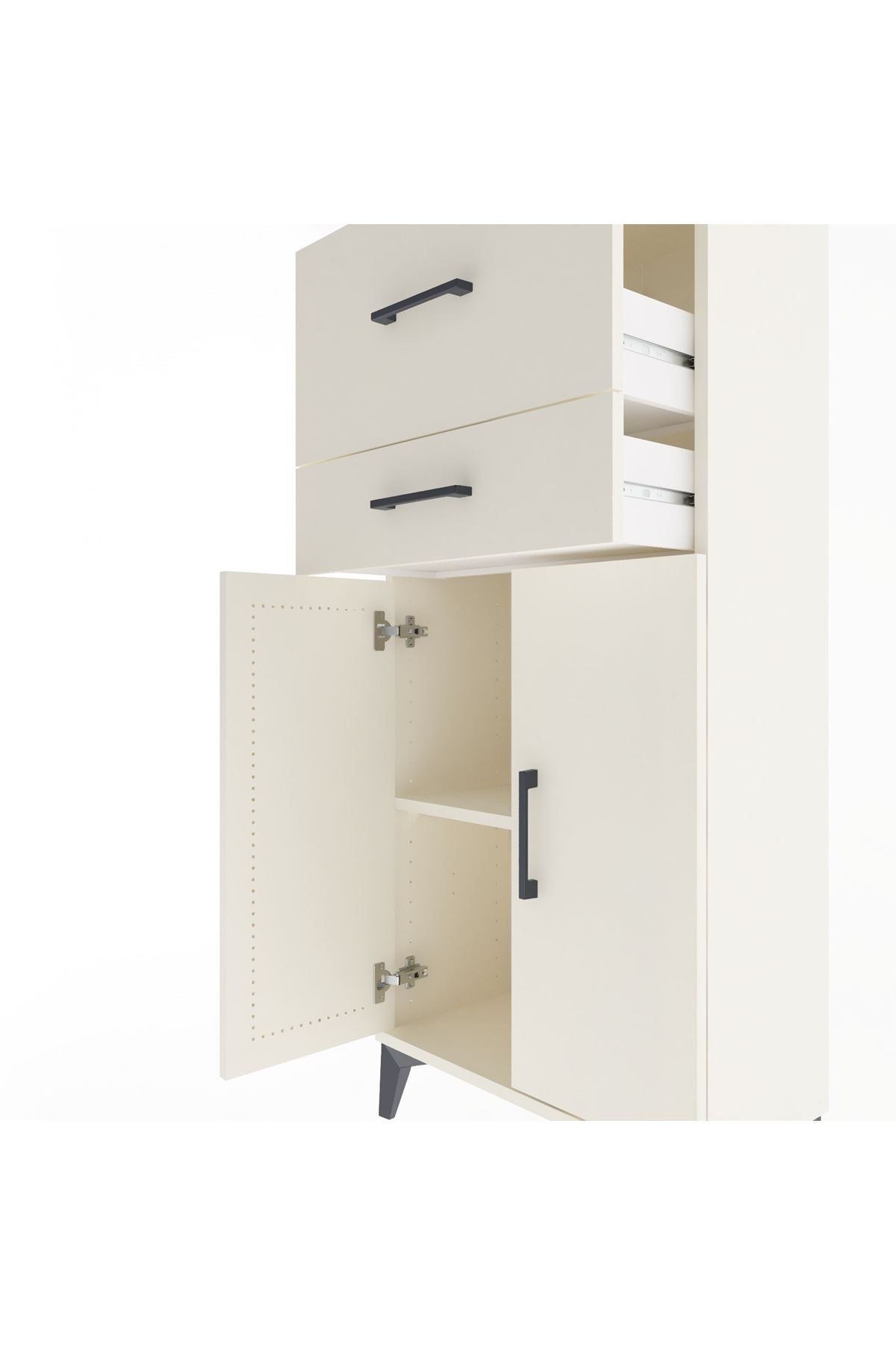 Arges Dolap Tek Raflı 2 Çekmeceli 2 Kapaklı 60x30x134 - S17M089V1A