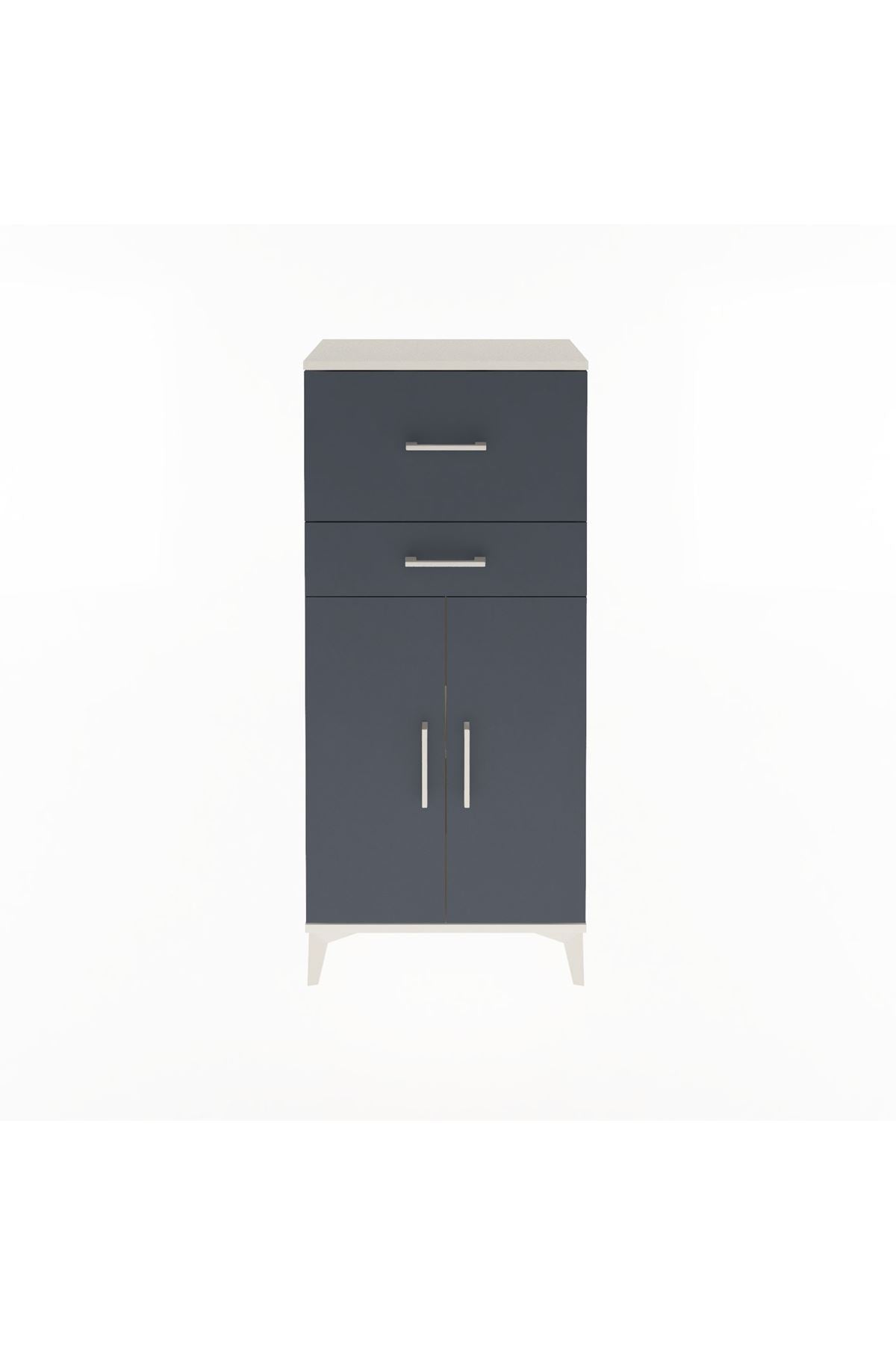 Arges Dolap Tek Raflı 2 Çekmeceli 2 Kapaklı 60x30x134 - S17M089V2A
