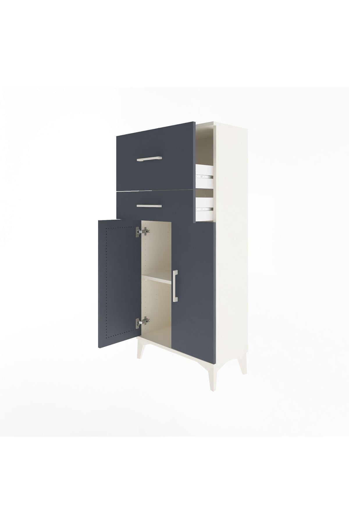 Arges Dolap Tek Raflı 2 Çekmeceli 2 Kapaklı 60x30x134 - S17M089V2A