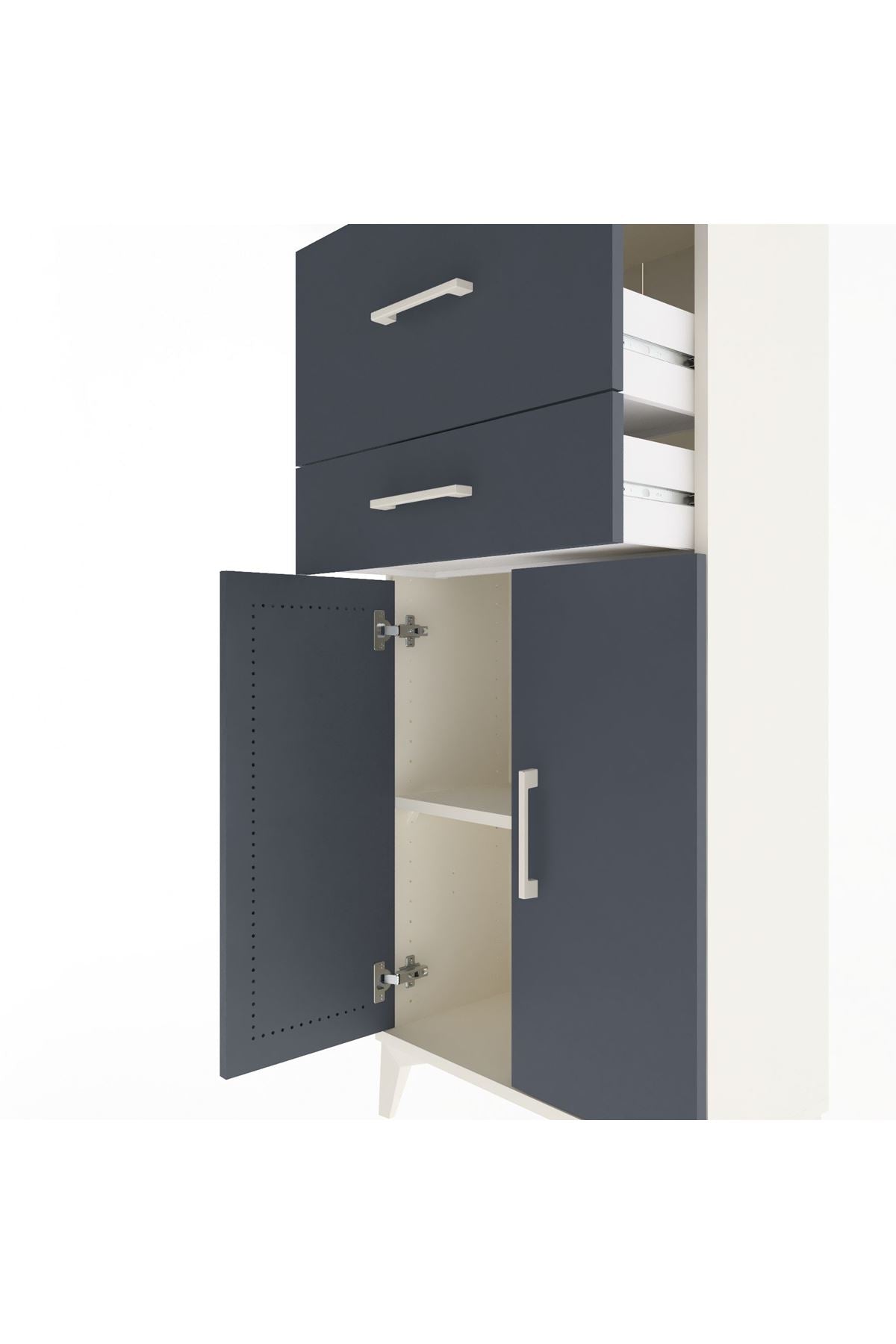 Arges Dolap Tek Raflı 2 Çekmeceli 2 Kapaklı 60x30x134 - S17M089V2A