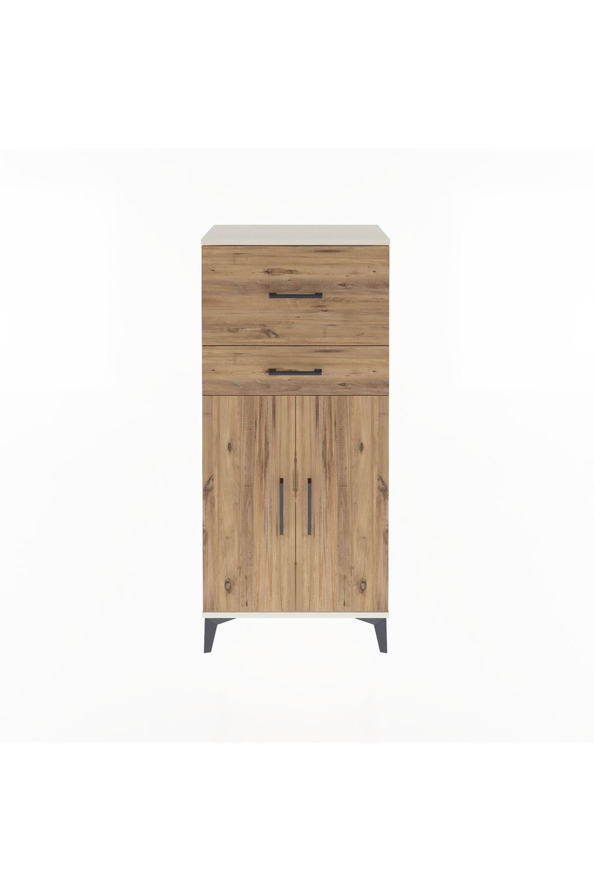 Arges Dolap Tek Raflı 2 Çekmeceli 2 Kapaklı 60x30x134 - S17M089V3A