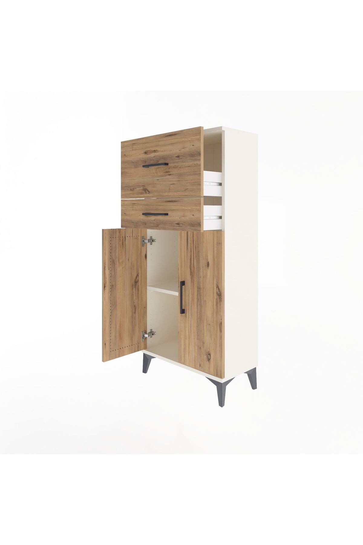 Arges Dolap Tek Raflı 2 Çekmeceli 2 Kapaklı 60x30x134 - S17M089V3A