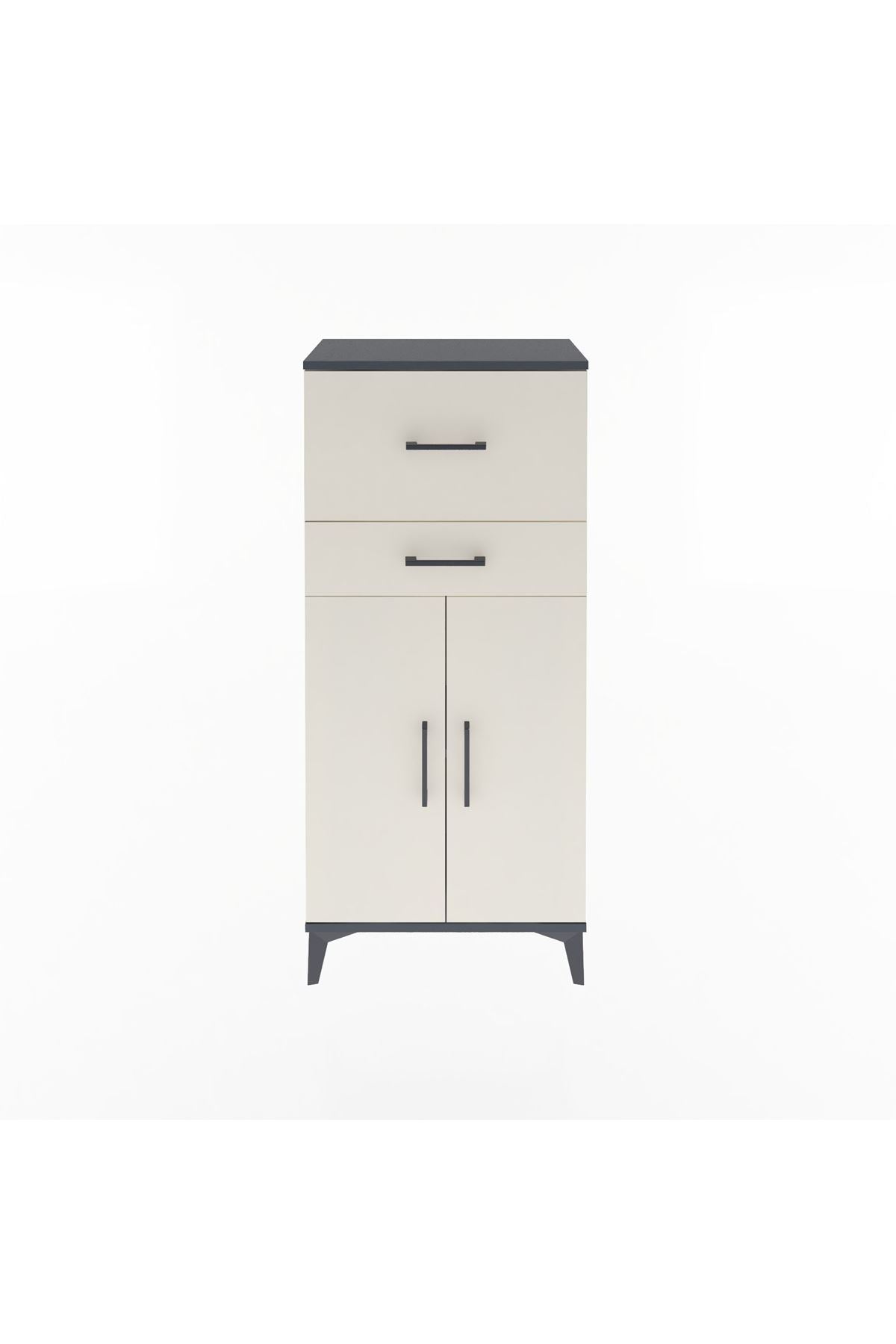 Arges Dolap Tek Raflı 2 Çekmeceli 2 Kapaklı 60x30x134 - S17M089V4A