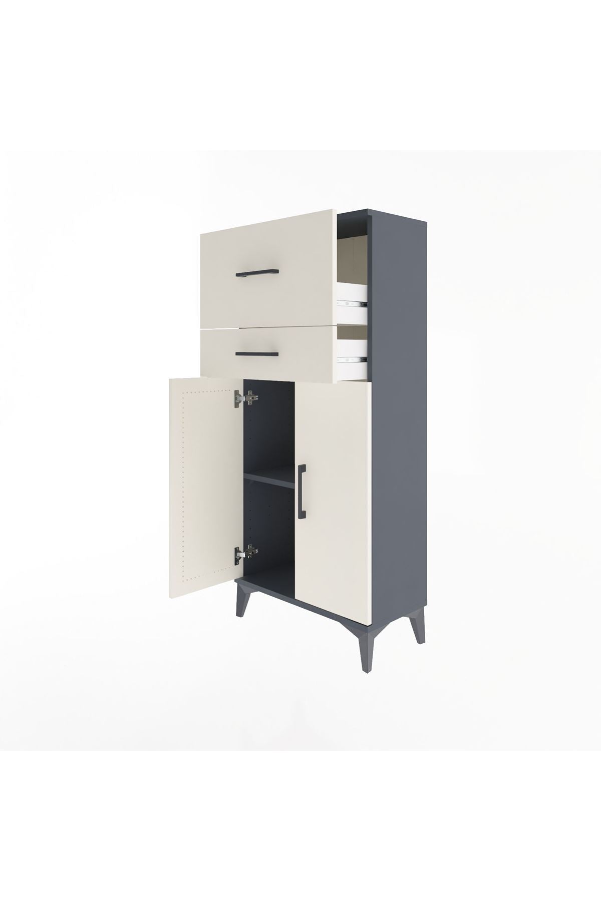 Arges Dolap Tek Raflı 2 Çekmeceli 2 Kapaklı 60x30x134 - S17M089V4A