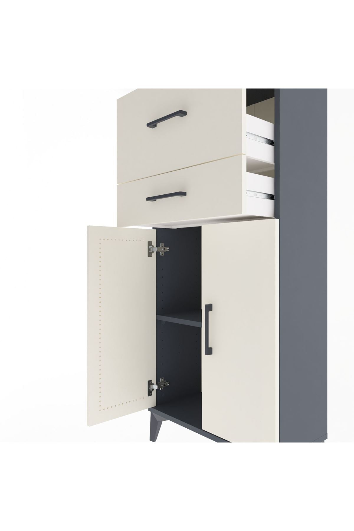 Arges Dolap Tek Raflı 2 Çekmeceli 2 Kapaklı 60x30x134 - S17M089V4A