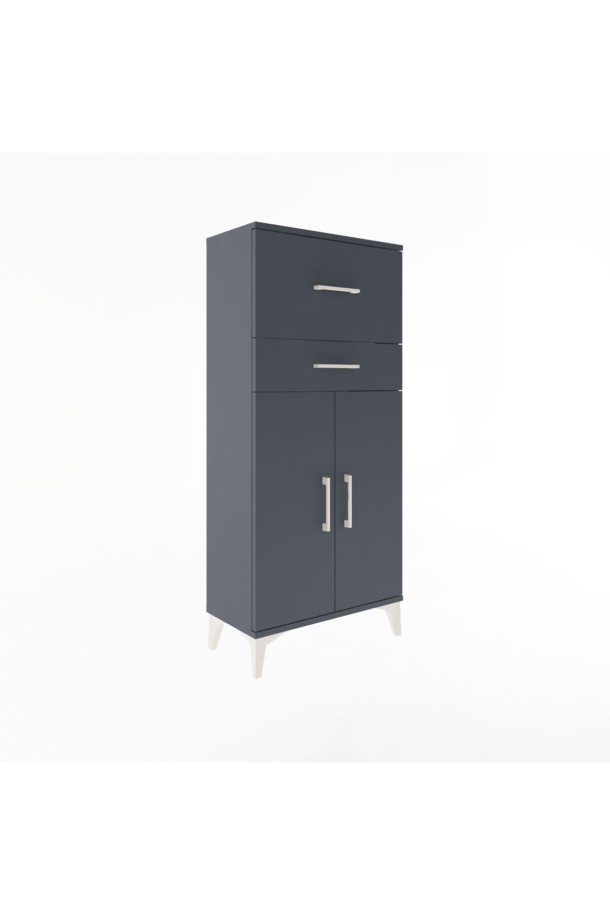 Arges Dolap Tek Raflı 2 Çekmeceli 2 Kapaklı 60x30x134 - S17M089V5A