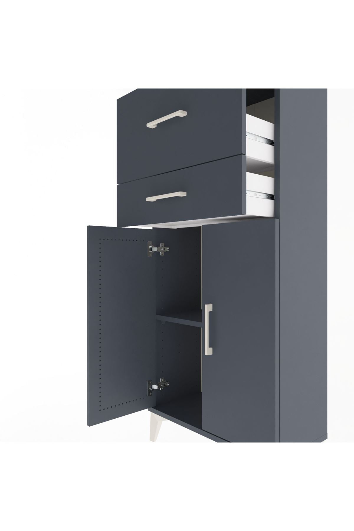 Arges Dolap Tek Raflı 2 Çekmeceli 2 Kapaklı 60x30x134 - S17M089V5A
