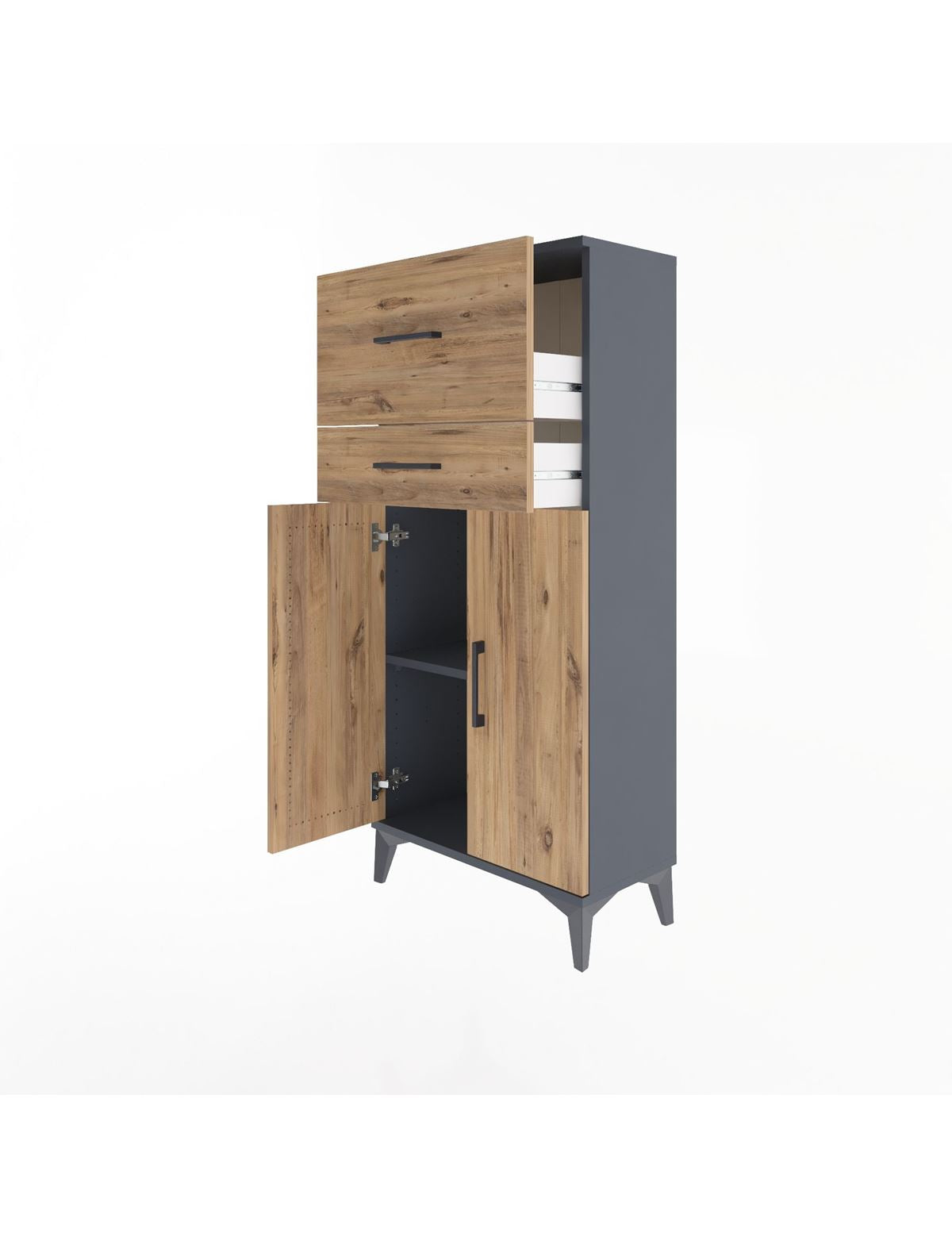 Arges Dolap Tek Raflı 2 Çekmeceli 2 Kapaklı 60x30x134 - S17M089V6A
