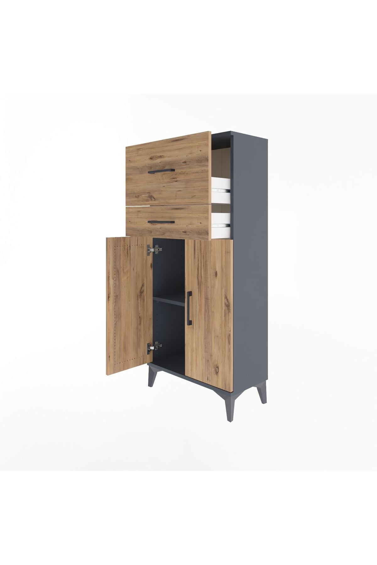 Arges Dolap Tek Raflı 2 Çekmeceli 2 Kapaklı 60x30x134 - S17M089V6A