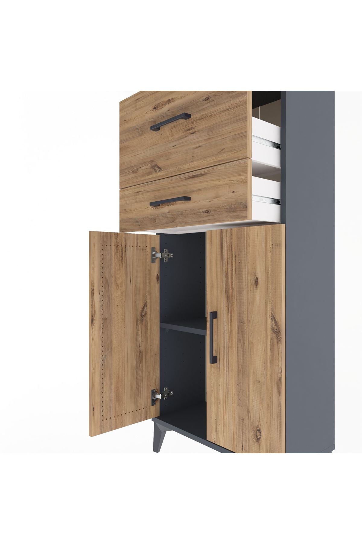 Arges Dolap Tek Raflı 2 Çekmeceli 2 Kapaklı 60x30x134 - S17M089V6A