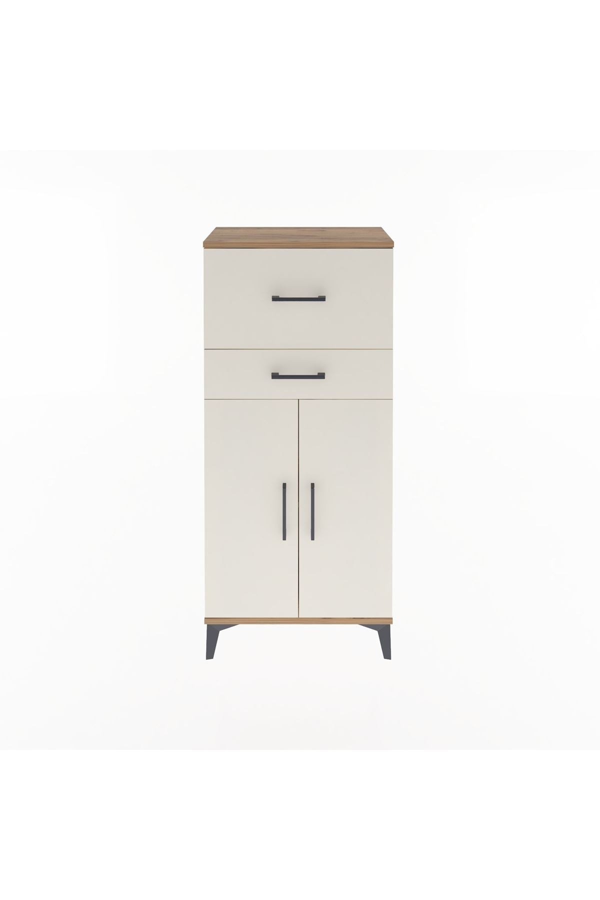 Arges Dolap Tek Raflı 2 Çekmeceli 2 Kapaklı 60x30x134 - S17M089V7A