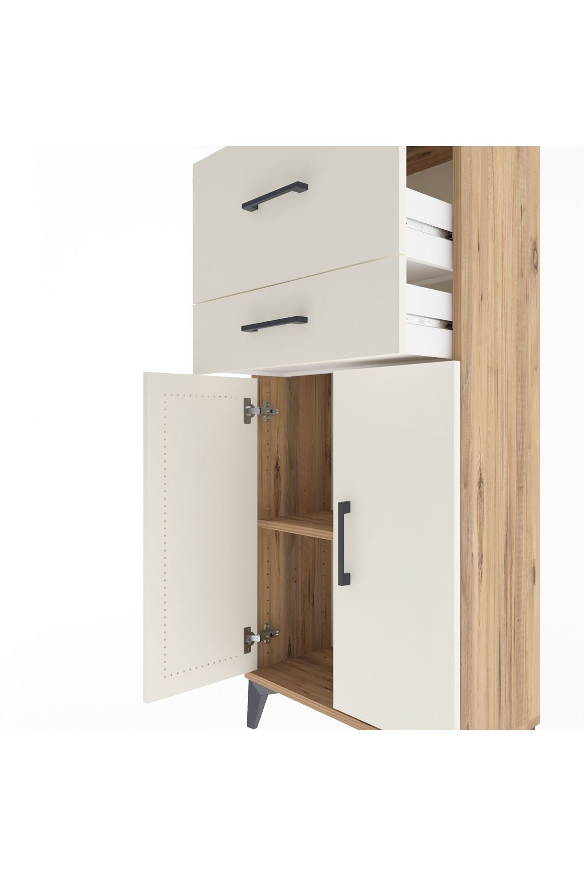 Arges Dolap Tek Raflı 2 Çekmeceli 2 Kapaklı 60x30x134 - S17M089V7A