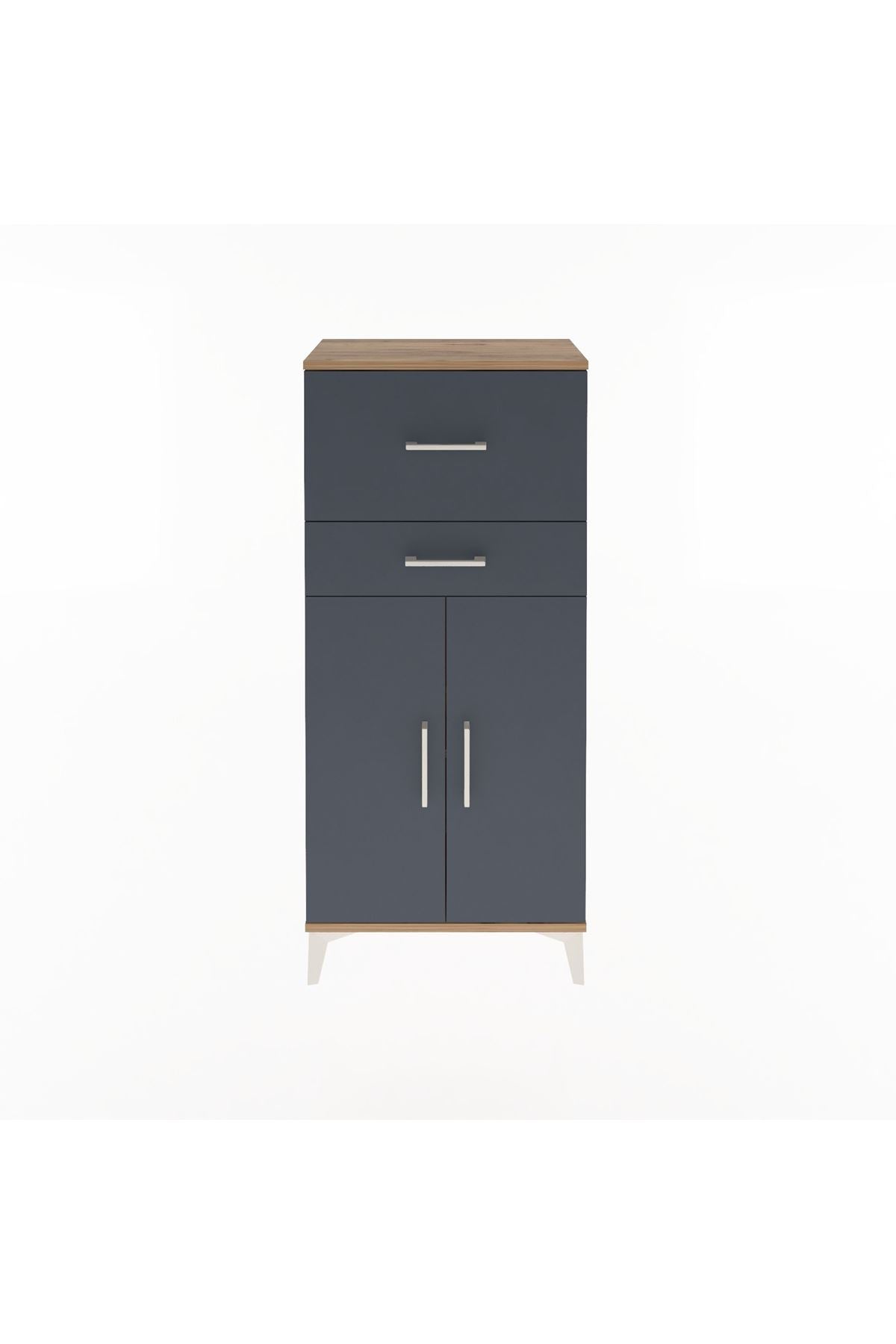 Arges Dolap Tek Raflı 2 Çekmeceli 2 Kapaklı 60x30x134 - S17M089V8A