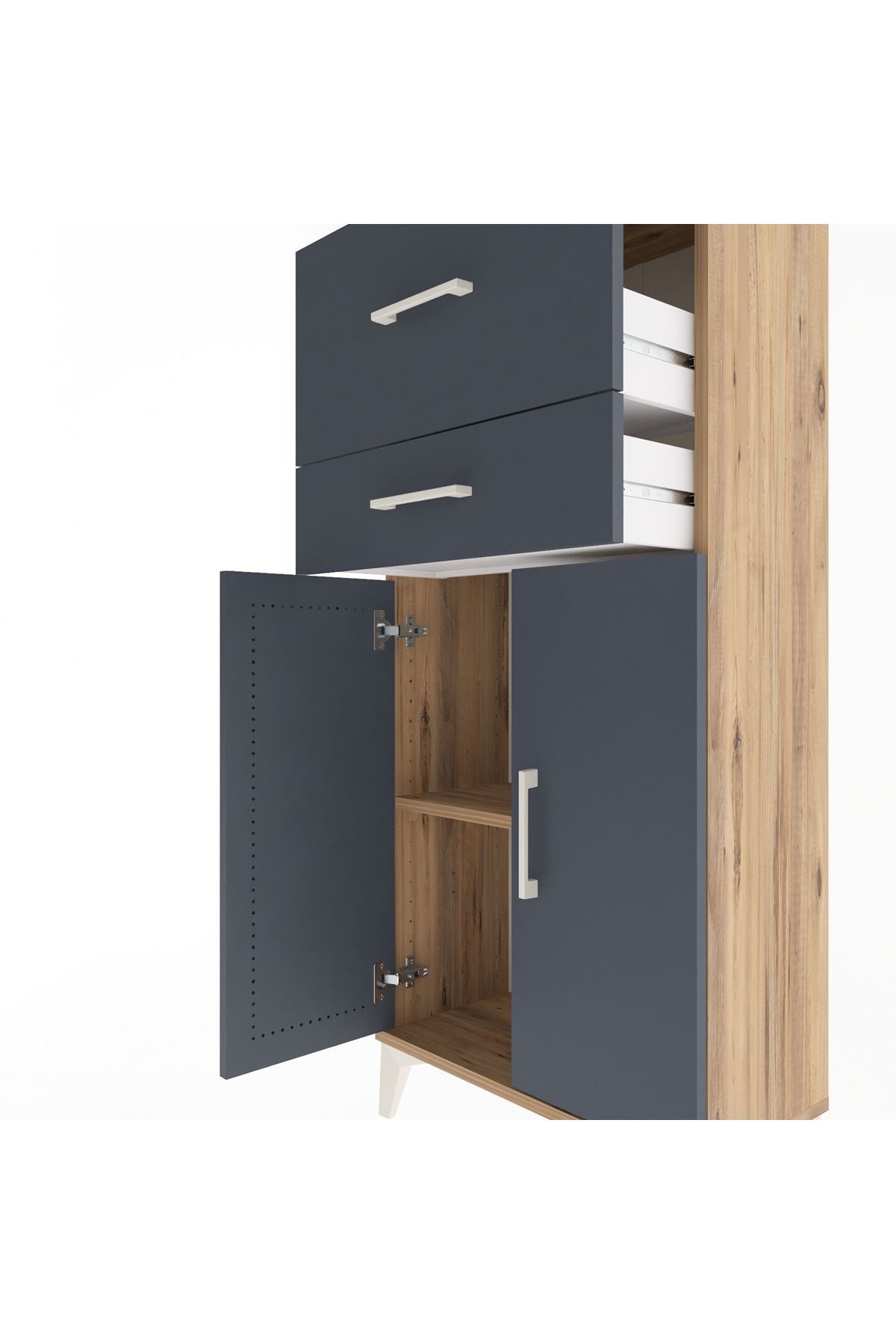 Arges Dolap Tek Raflı 2 Çekmeceli 2 Kapaklı 60x30x134 - S17M089V8A