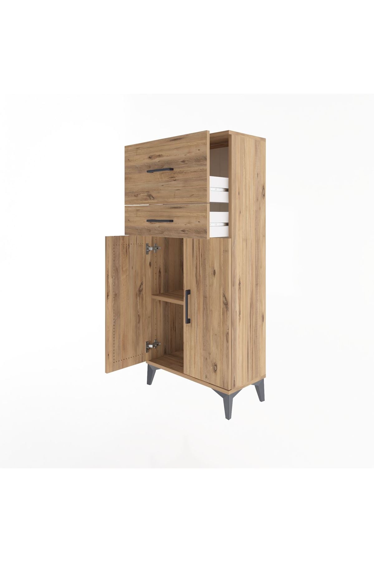 Arges Dolap Tek Raflı 2 Çekmeceli 2 Kapaklı 60x30x134 - S17M089V9A
