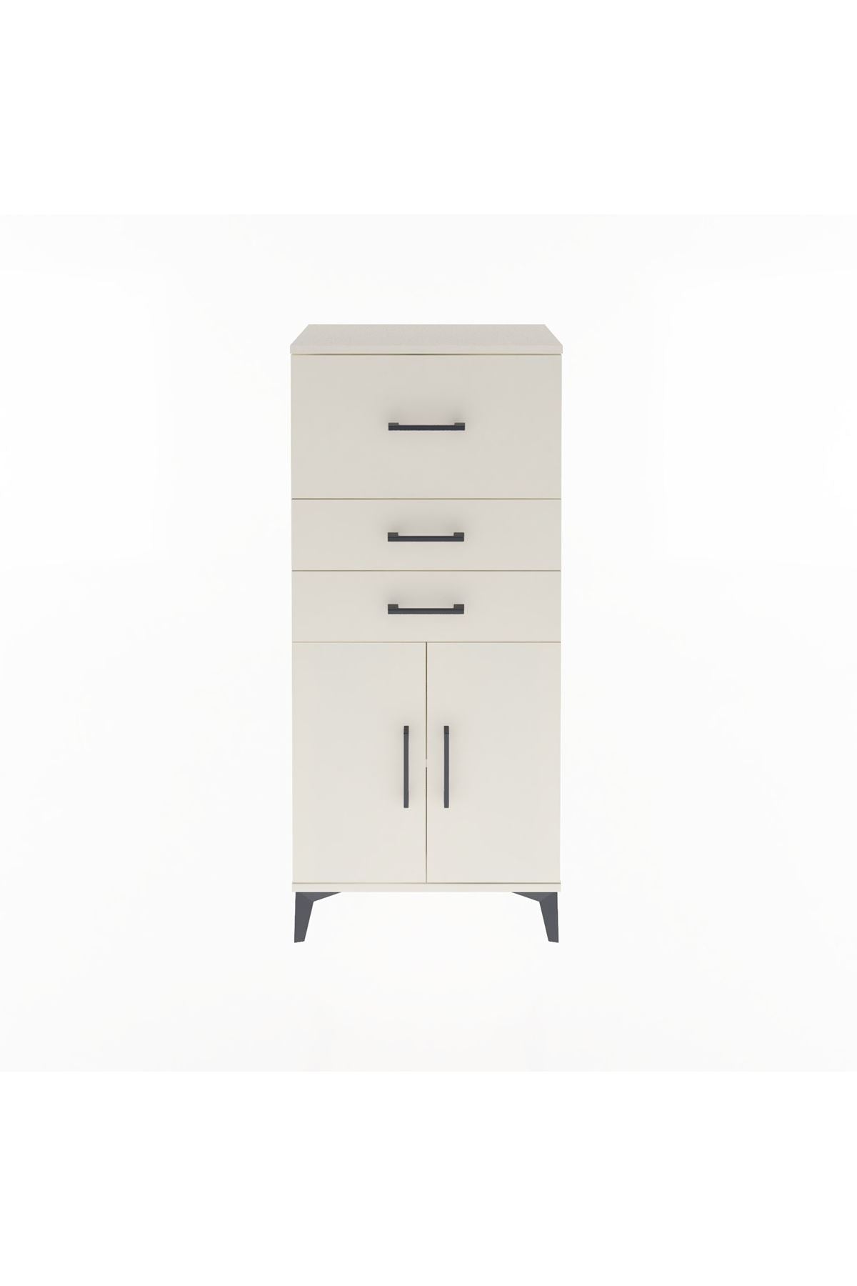 Arges Dolap Tek Raflı 3 Çekmeceli 2 Kapaklı 60x30x134 - S17M090V1A