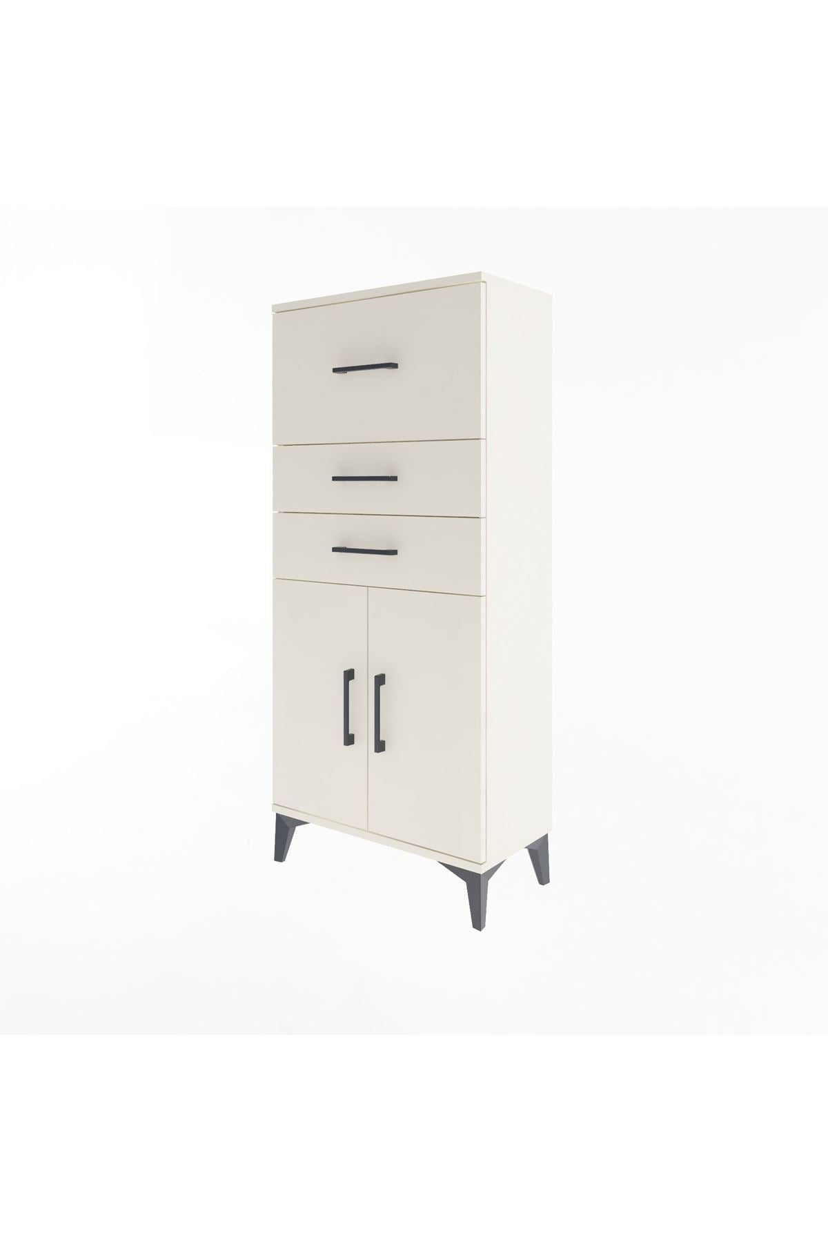 Arges Dolap Tek Raflı 3 Çekmeceli 2 Kapaklı 60x30x134 - S17M090V1A