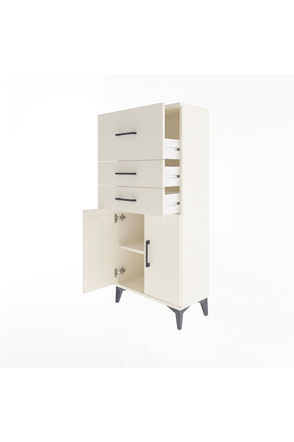 Arges Dolap Tek Raflı 3 Çekmeceli 2 Kapaklı 60x30x134 - S17M090V1A