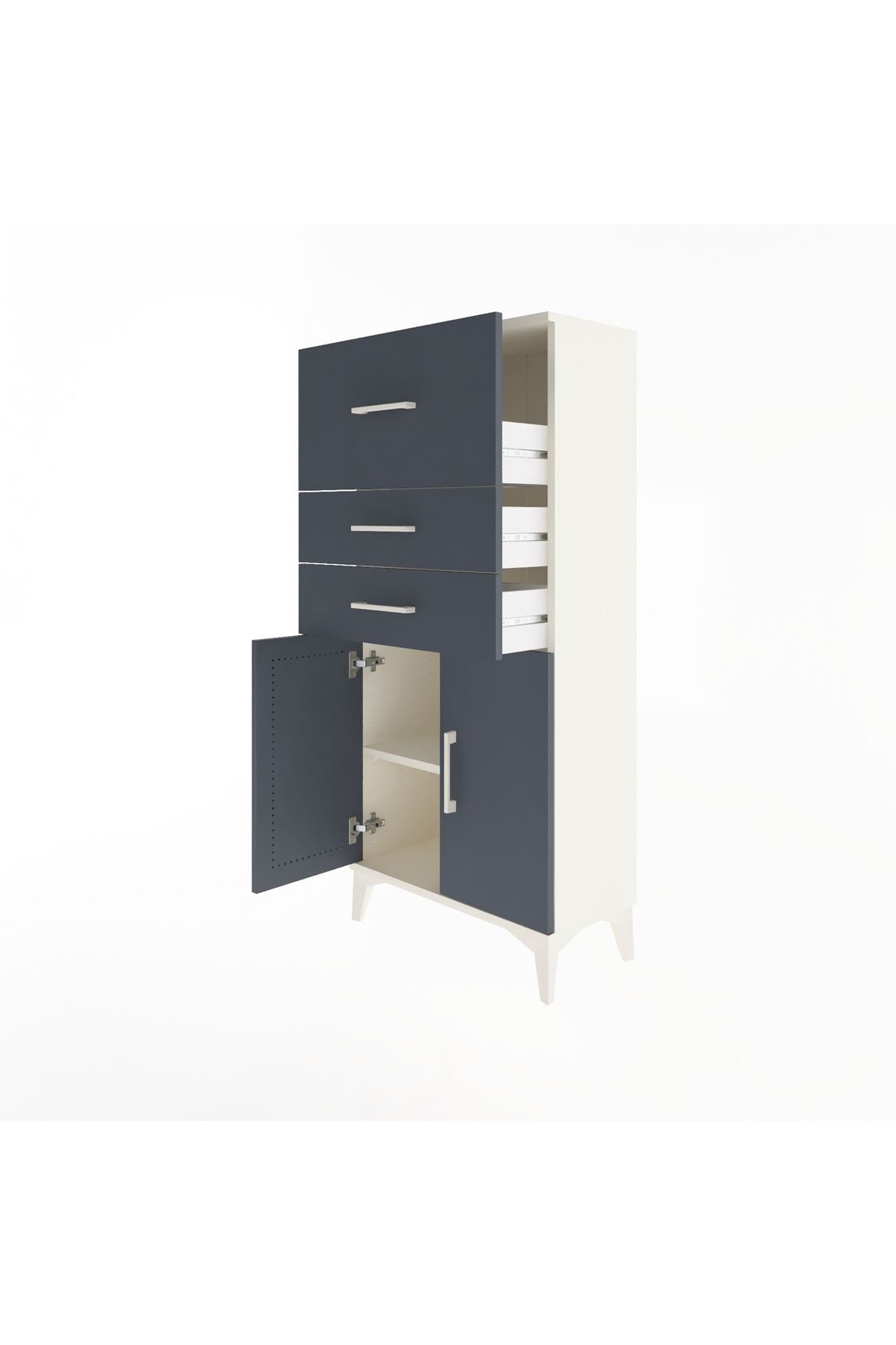 Arges Dolap Tek Raflı 3 Çekmeceli 2 Kapaklı 60x30x134 - S17M090V2A
