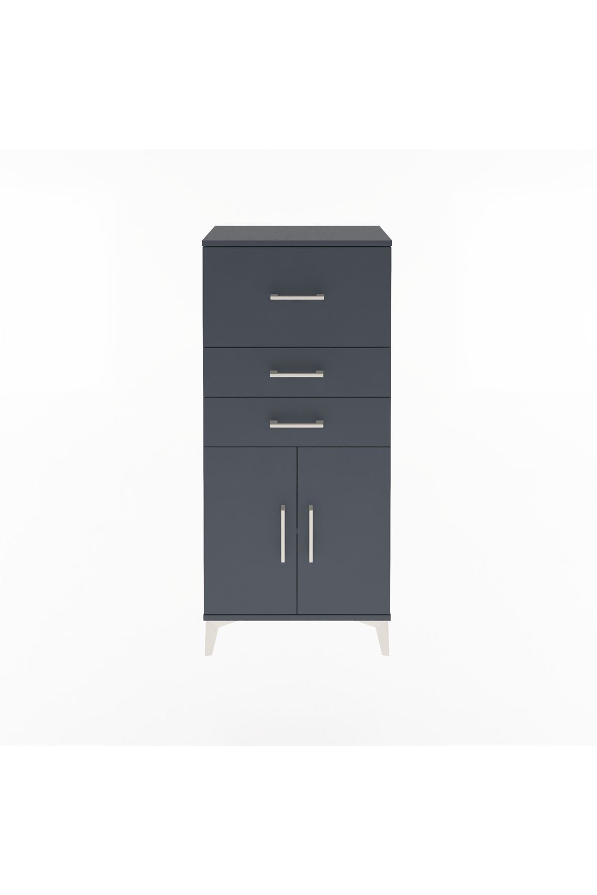 Arges Dolap Tek Raflı 3 Çekmeceli 2 Kapaklı 60x30x134 - S17M090V5A