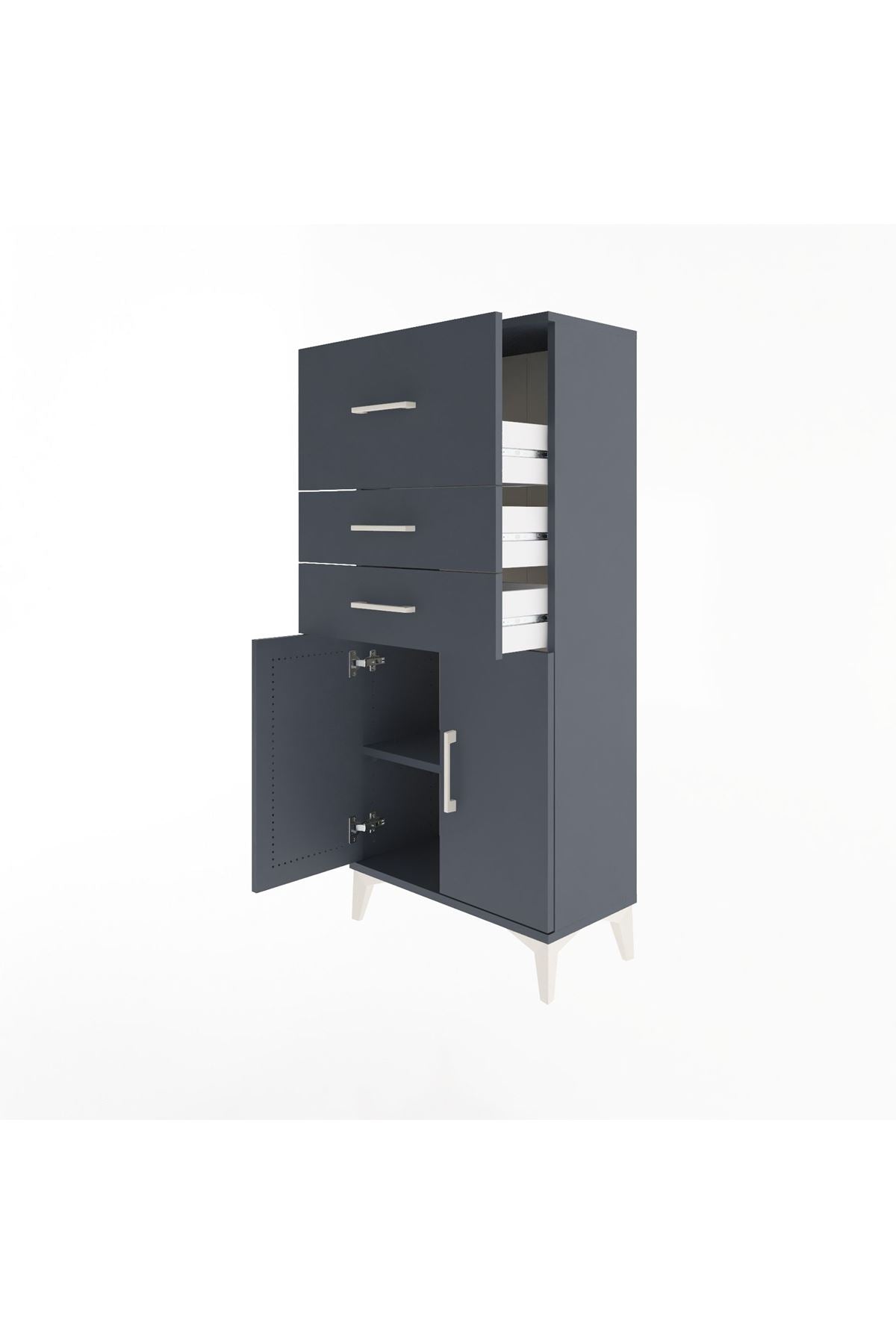 Arges Dolap Tek Raflı 3 Çekmeceli 2 Kapaklı 60x30x134 - S17M090V5A