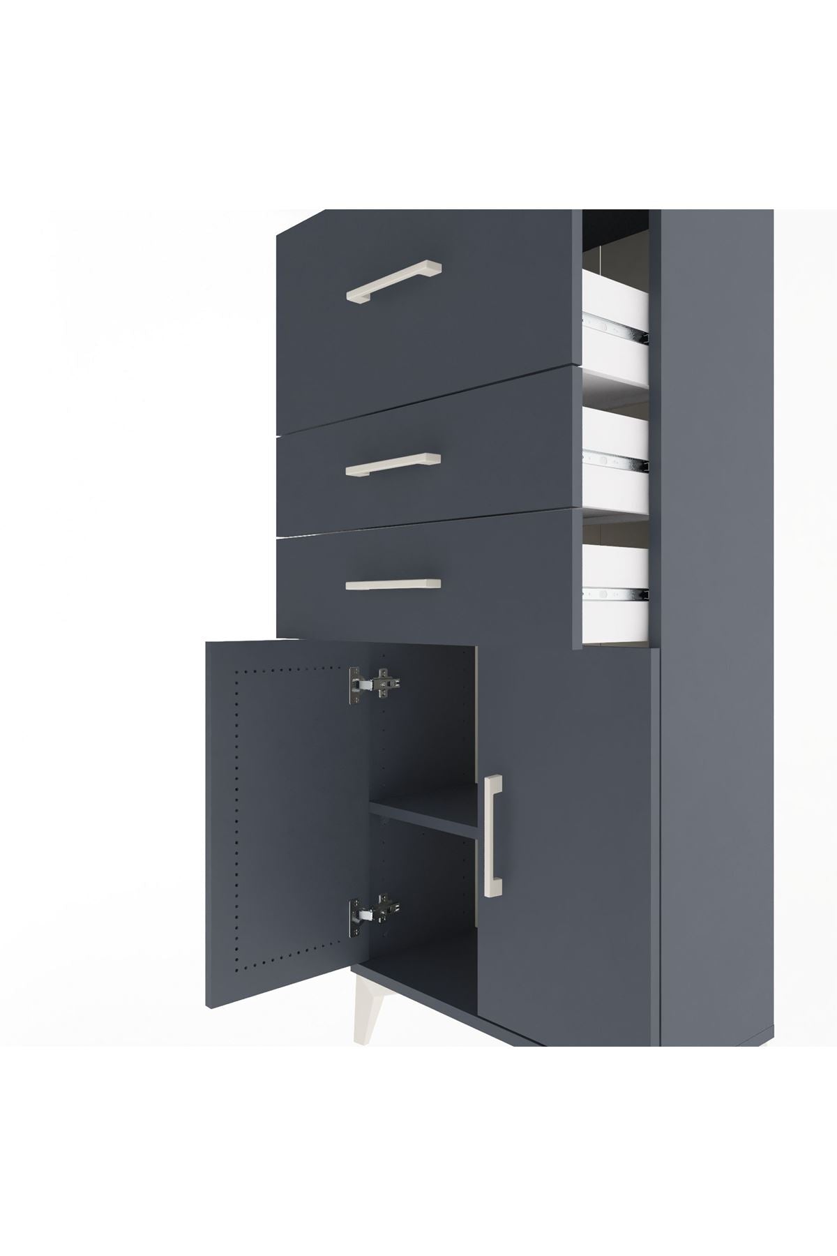 Arges Dolap Tek Raflı 3 Çekmeceli 2 Kapaklı 60x30x134 - S17M090V5A