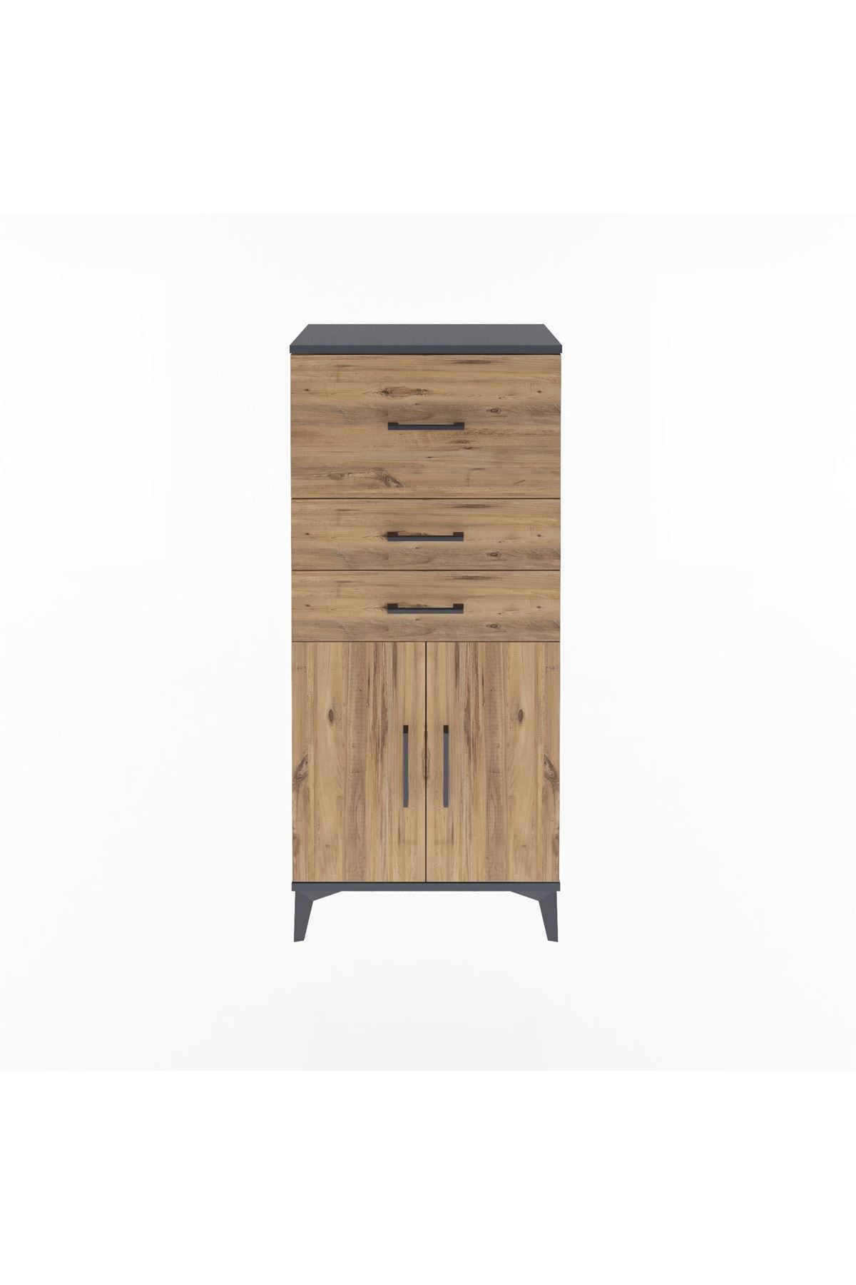 Arges Dolap Tek Raflı 3 Çekmeceli 2 Kapaklı 60x30x134 - S17M090V6A