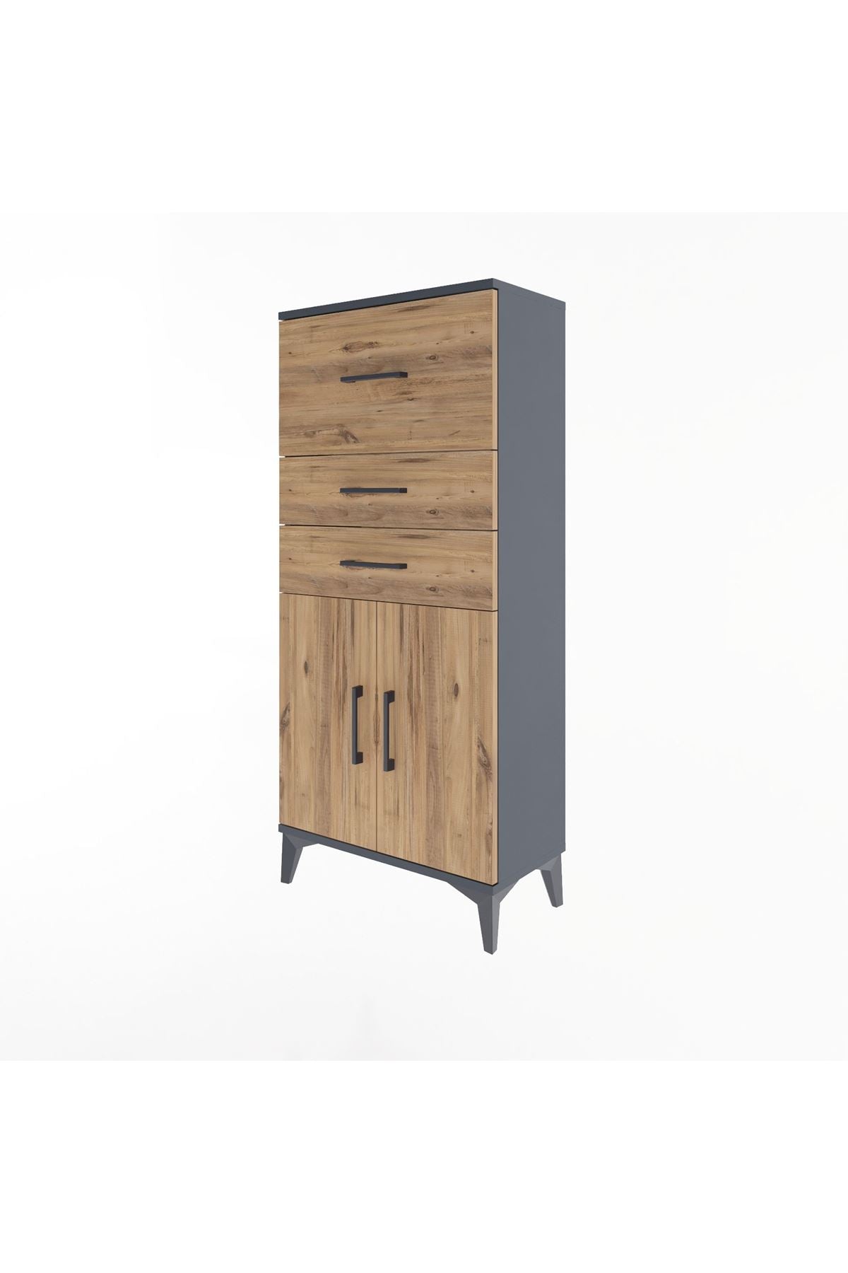 Arges Dolap Tek Raflı 3 Çekmeceli 2 Kapaklı 60x30x134 - S17M090V6A