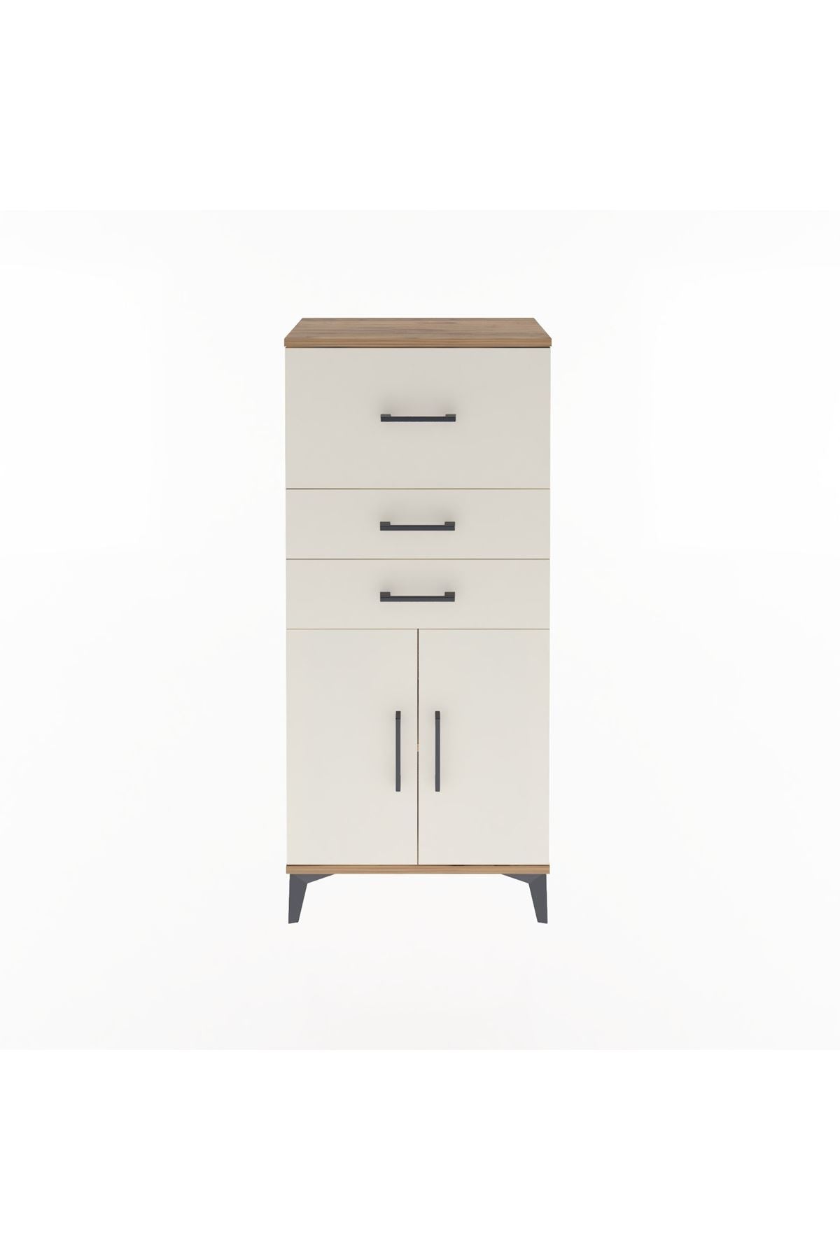 Arges Dolap Tek Raflı 3 Çekmeceli 2 Kapaklı 60x30x134 - S17M090V7A