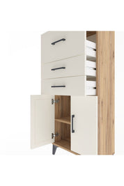 Arges Dolap Tek Raflı 3 Çekmeceli 2 Kapaklı 60x30x134 - S17M090V7A