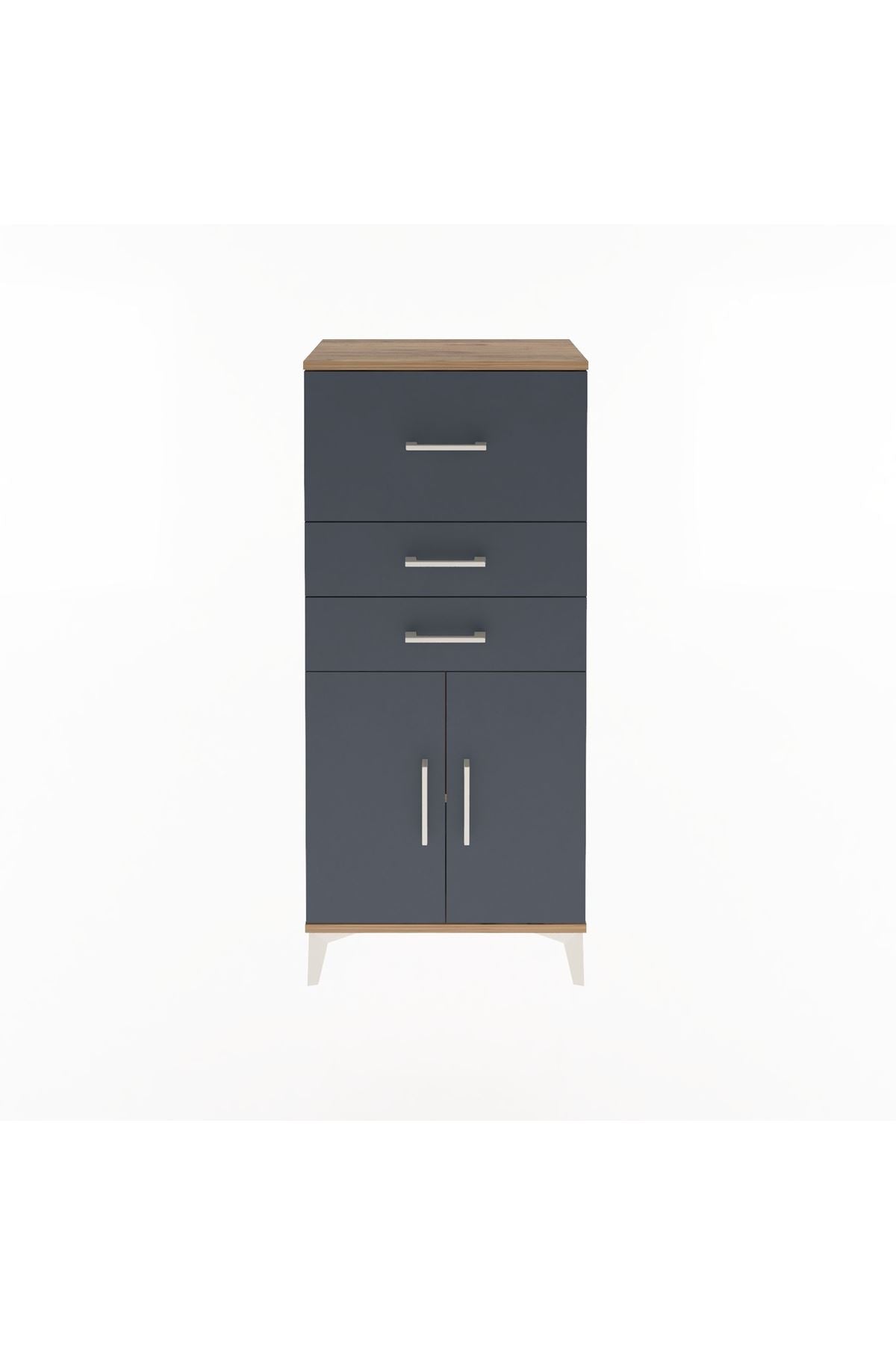Arges Dolap Tek Raflı 3 Çekmeceli 2 Kapaklı 60x30x134 - S17M090V8A