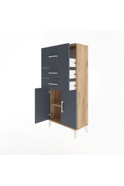 Arges Dolap Tek Raflı 3 Çekmeceli 2 Kapaklı 60x30x134 - S17M090V8A