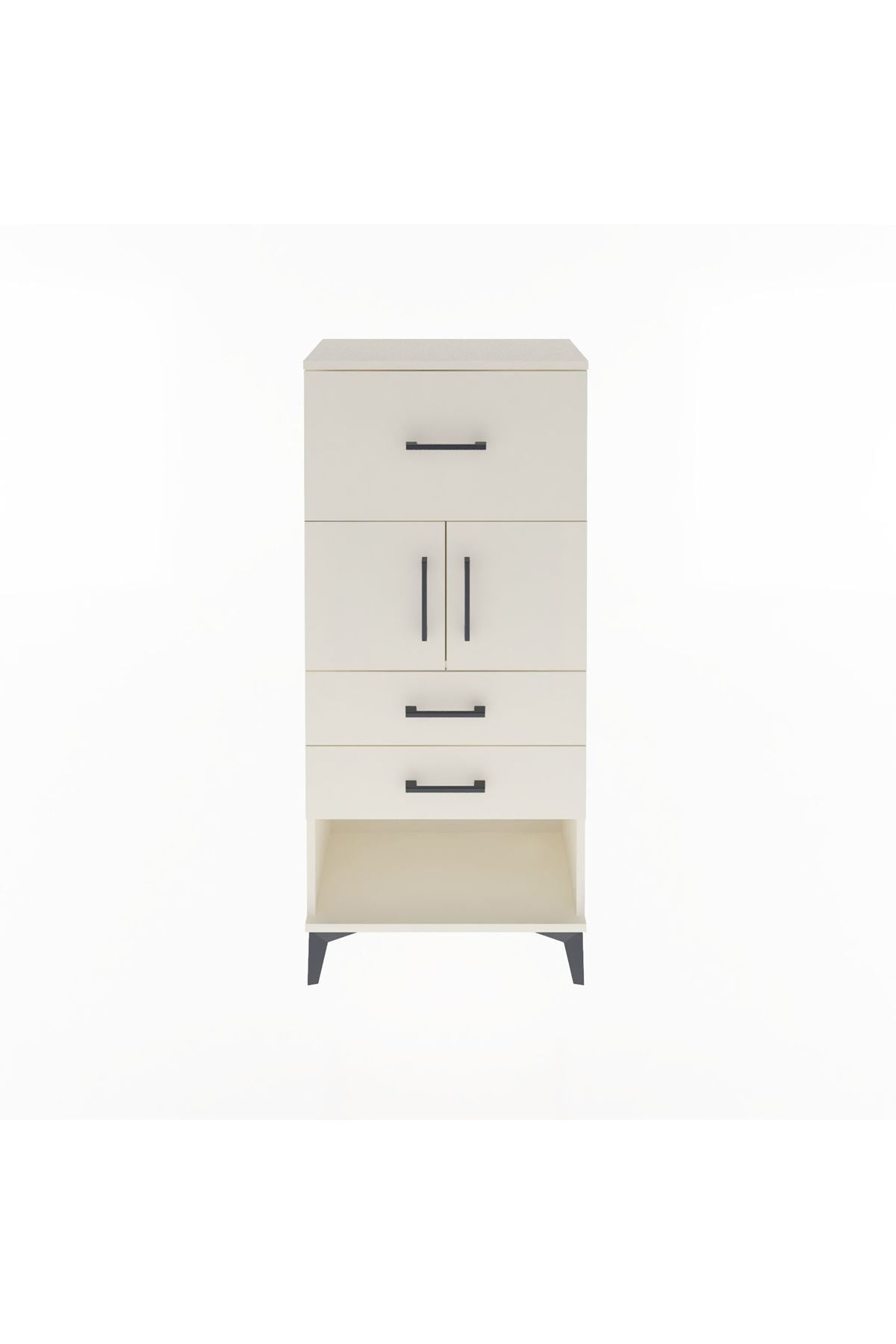 Arges Dolap Tek Raflı 3 Çekmeceli 2 Kapaklı 60x30x134 - S17M091V1A