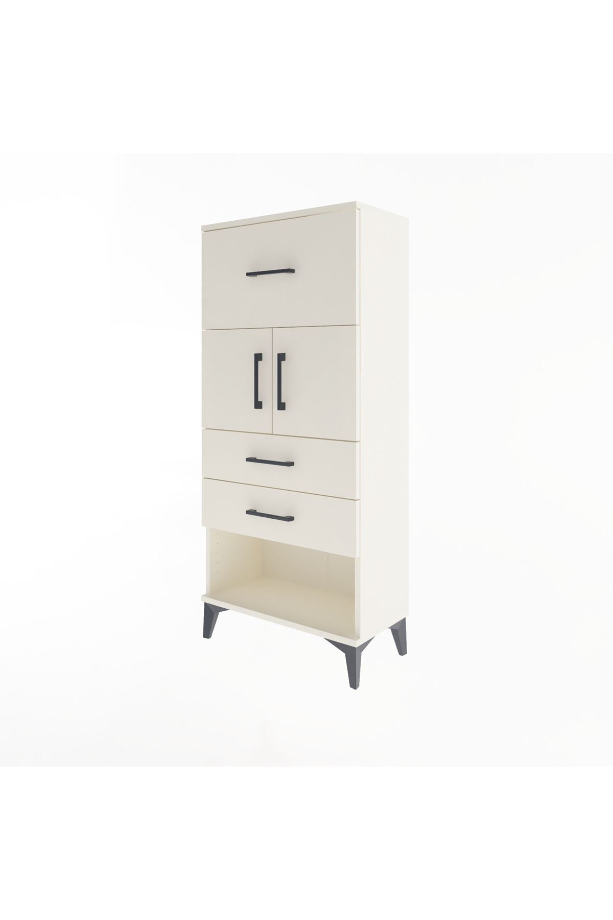 Arges Dolap Tek Raflı 3 Çekmeceli 2 Kapaklı 60x30x134 - S17M091V1A