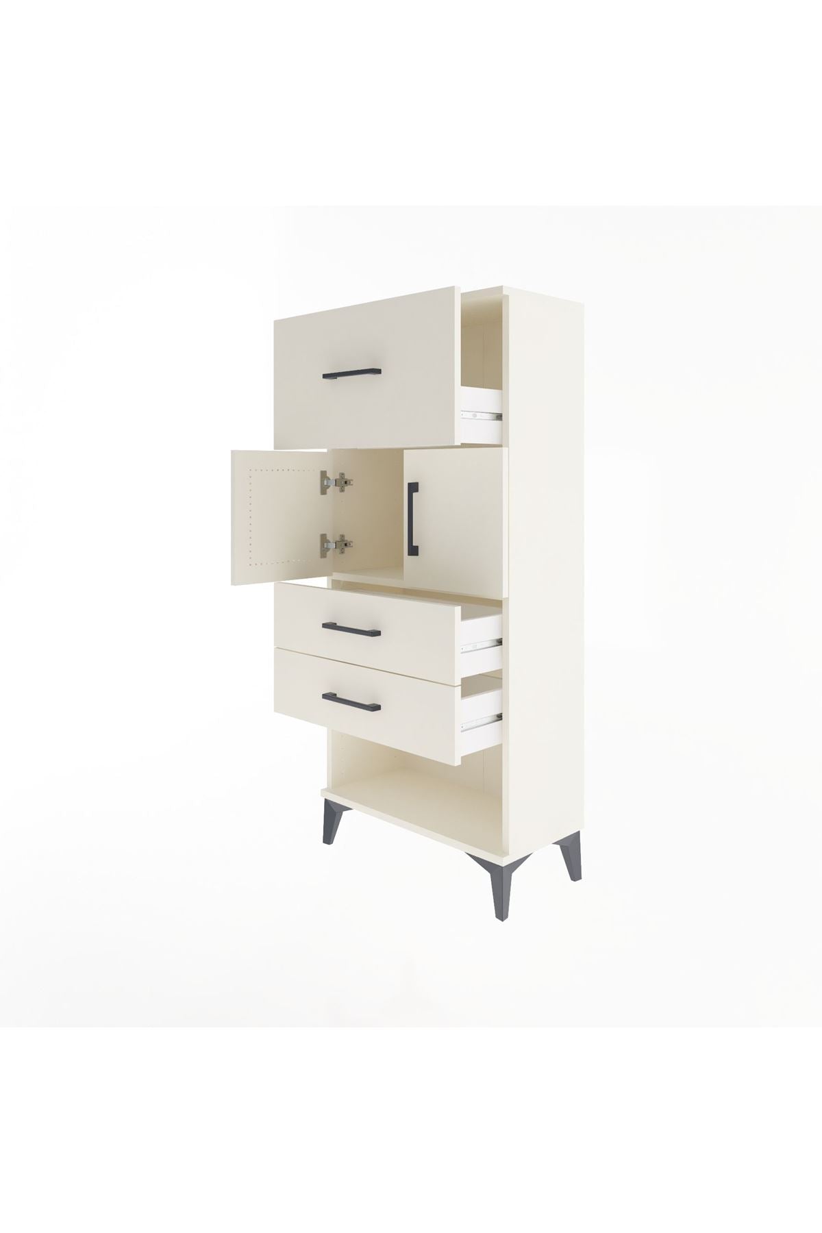 Arges Dolap Tek Raflı 3 Çekmeceli 2 Kapaklı 60x30x134 - S17M091V1A