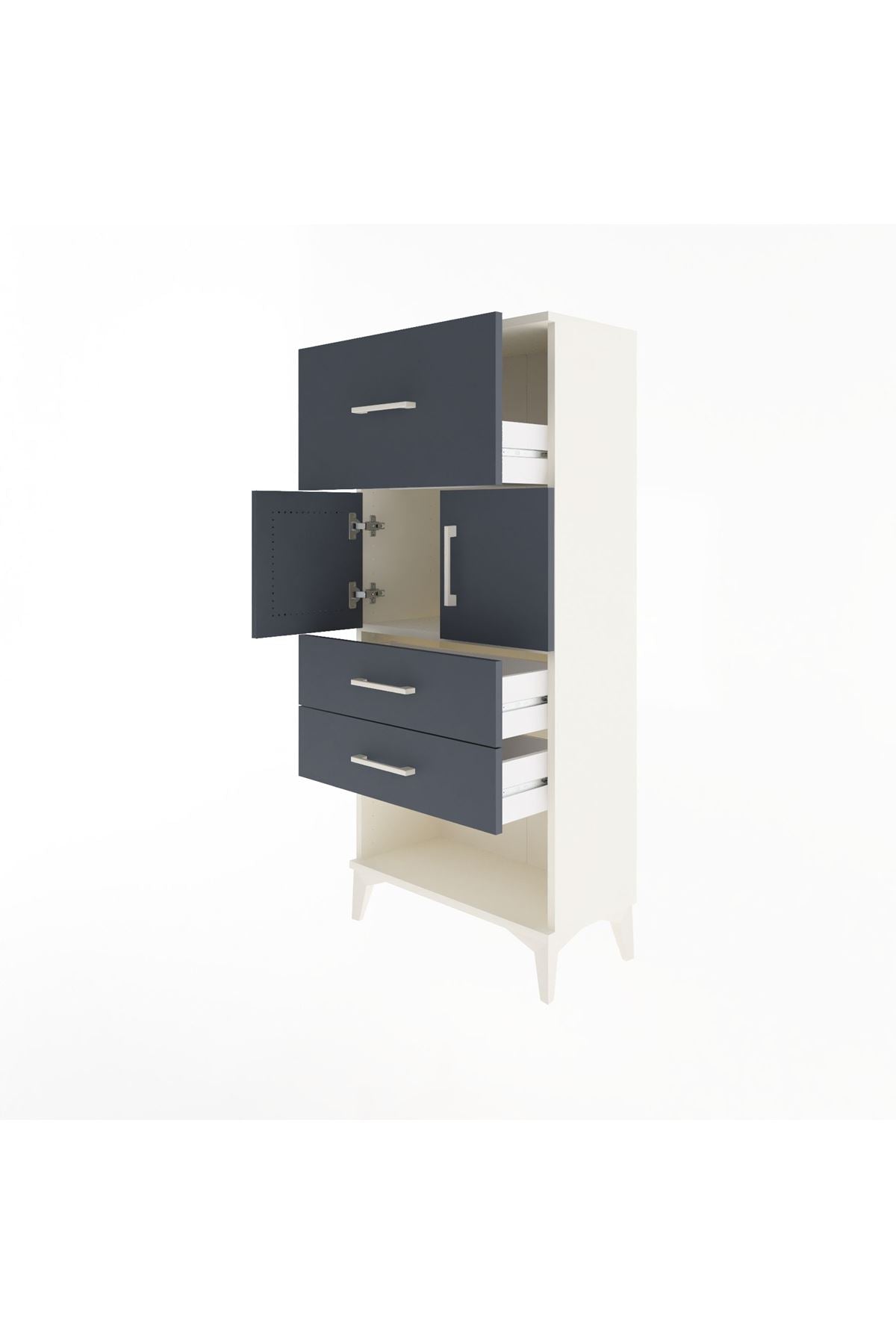 Arges Dolap Tek Raflı 3 Çekmeceli 2 Kapaklı 60x30x134 - S17M091V2A