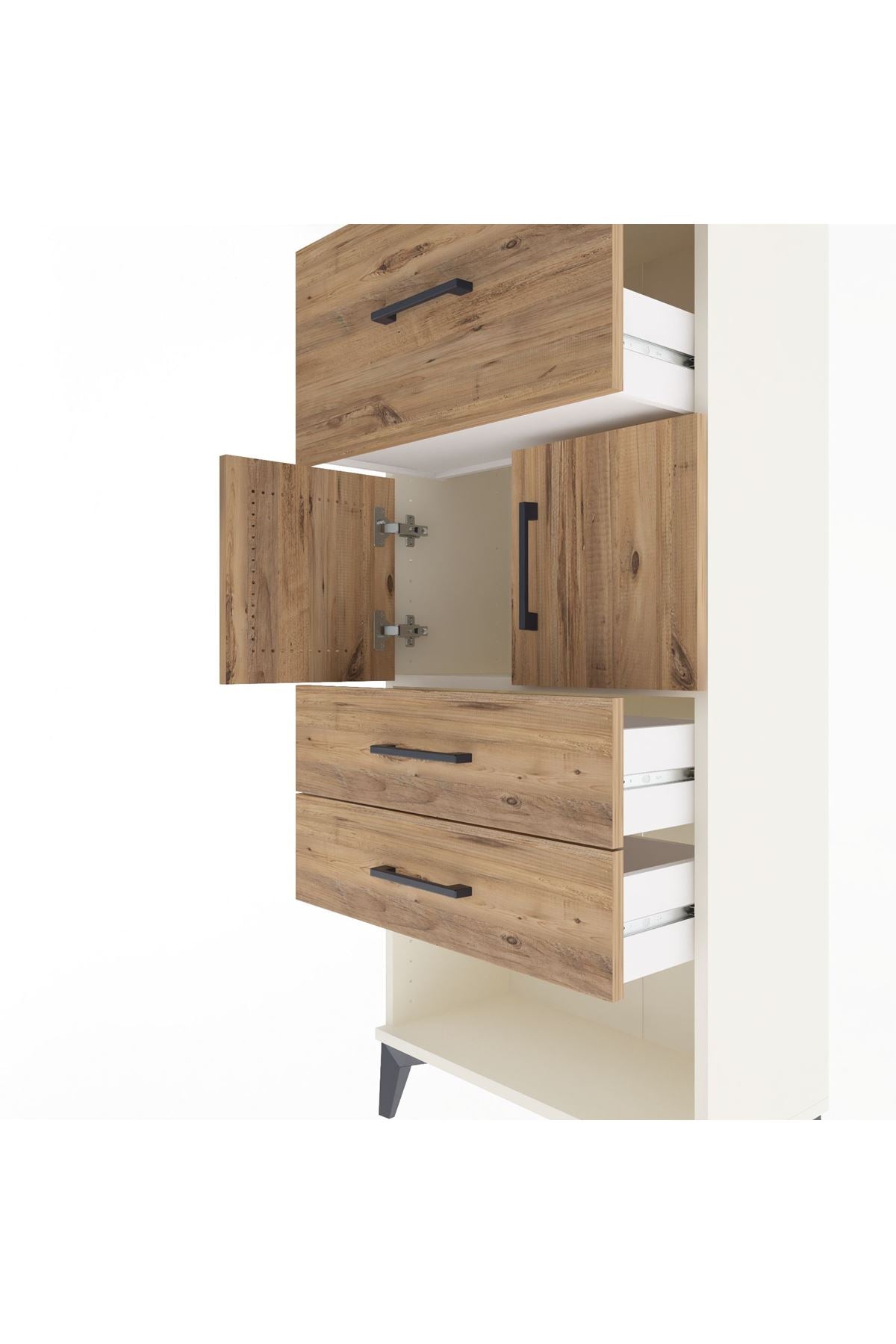 Arges Dolap Tek Raflı 3 Çekmeceli 2 Kapaklı 60x30x134 - S17M091V3A