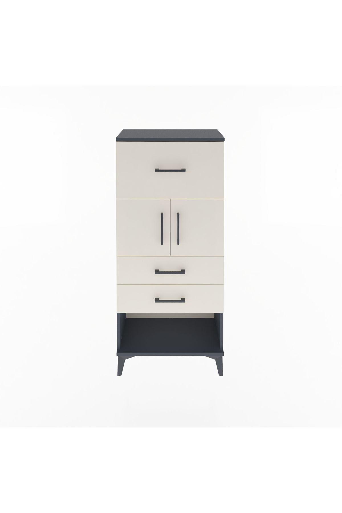 Arges Dolap Tek Raflı 3 Çekmeceli 2 Kapaklı 60x30x134 - S17M091V4A