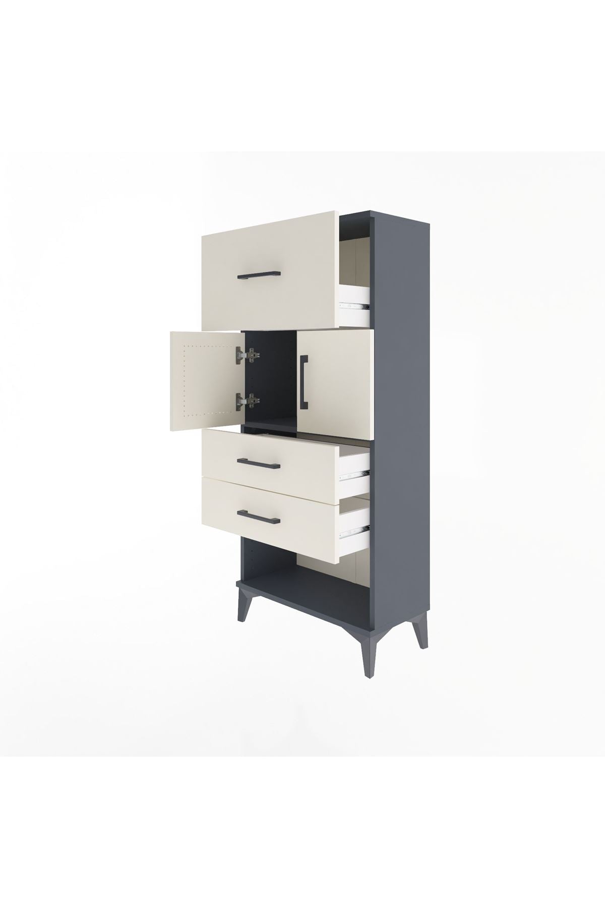 Arges Dolap Tek Raflı 3 Çekmeceli 2 Kapaklı 60x30x134 - S17M091V4A