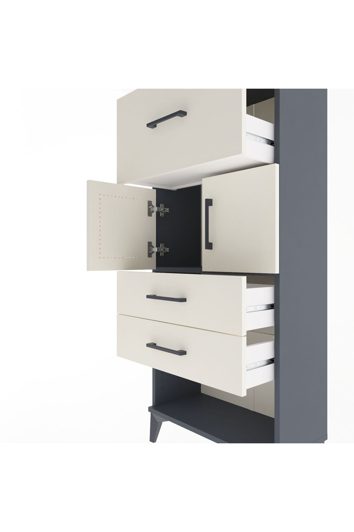 Arges Dolap Tek Raflı 3 Çekmeceli 2 Kapaklı 60x30x134 - S17M091V4A
