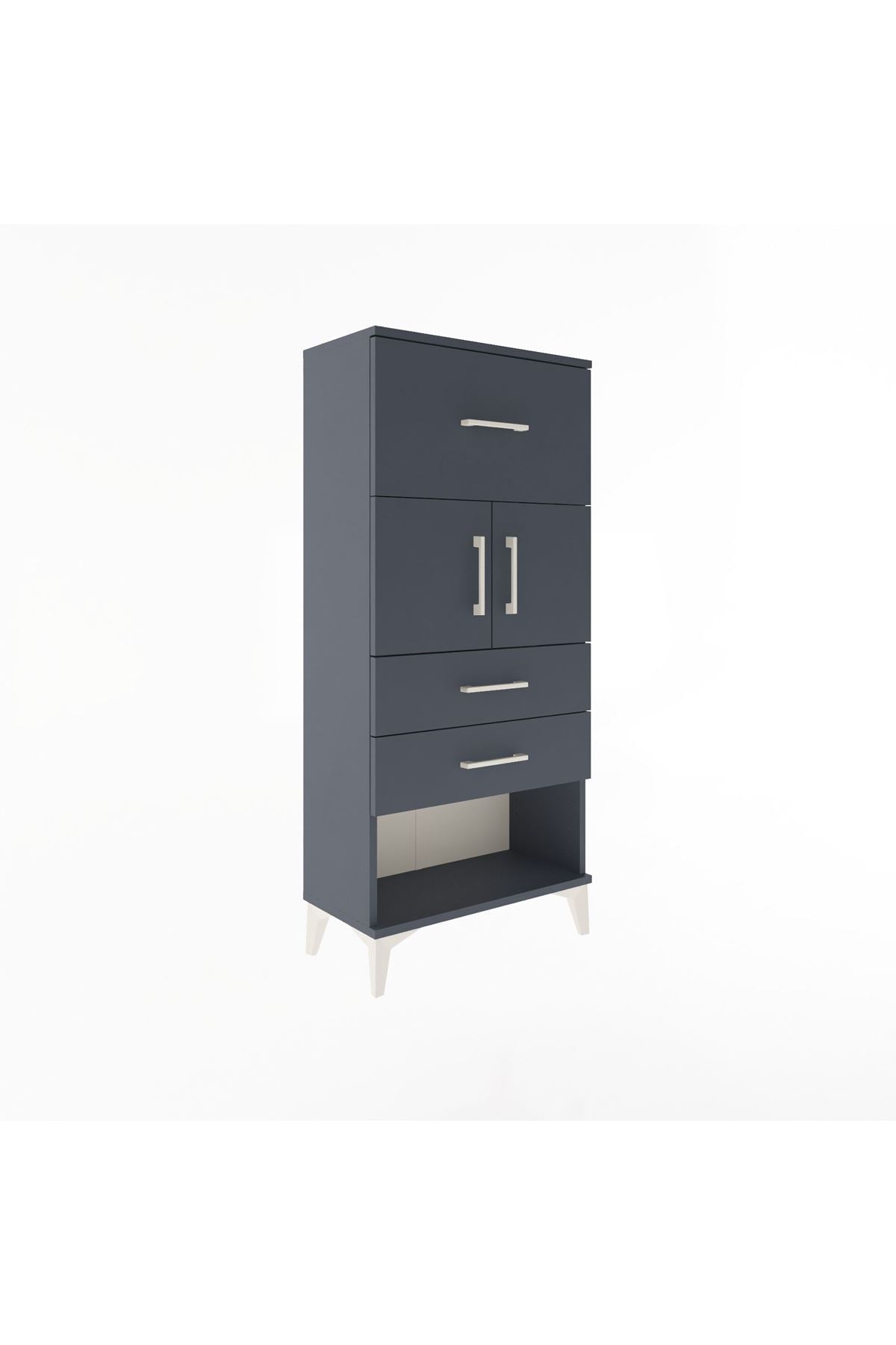 Arges Dolap Tek Raflı 3 Çekmeceli 2 Kapaklı 60x30x134 - S17M091V5A